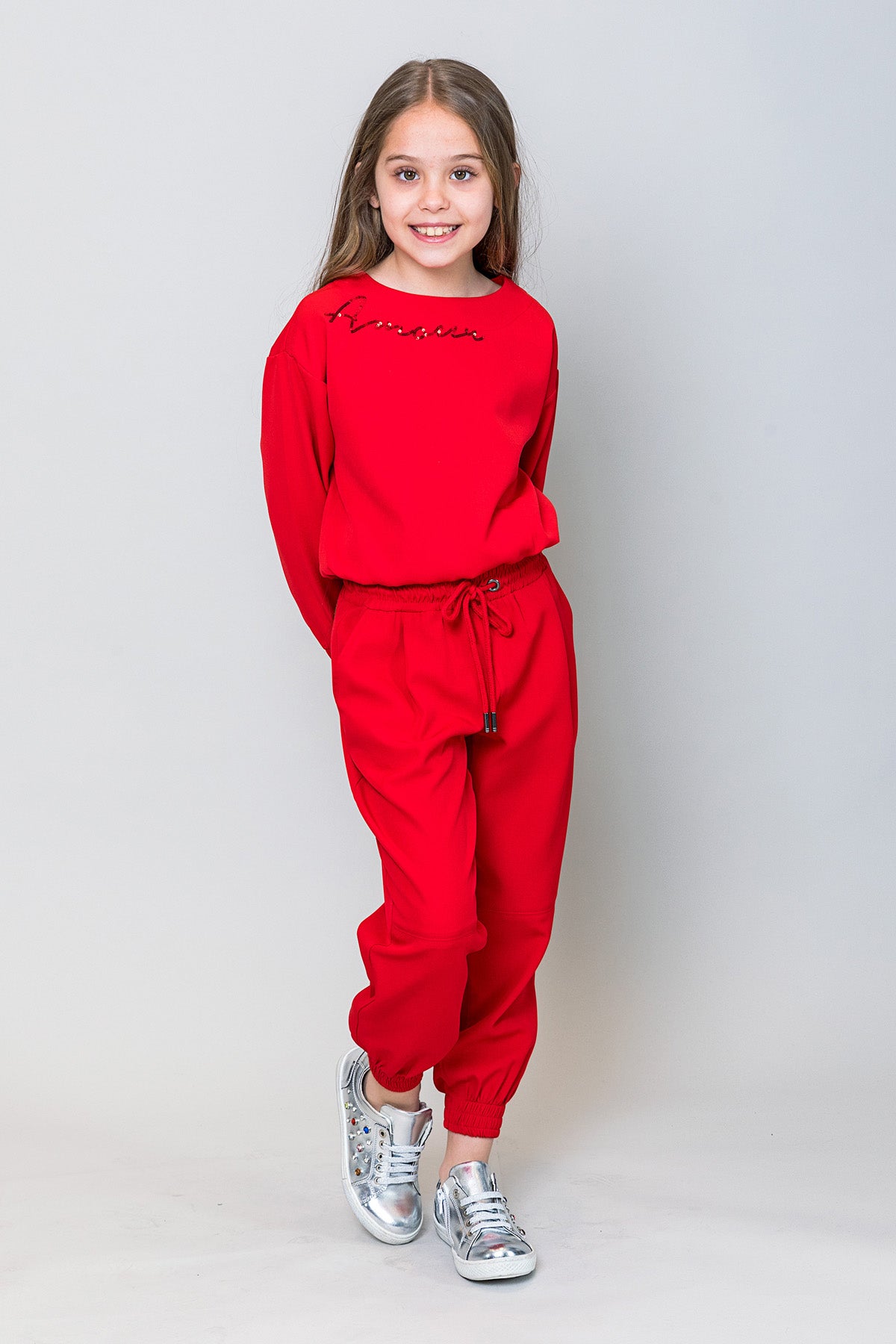 InCity Kids Kız Çocuk Uzun Kollu Amore Pul Detaylı Bluz