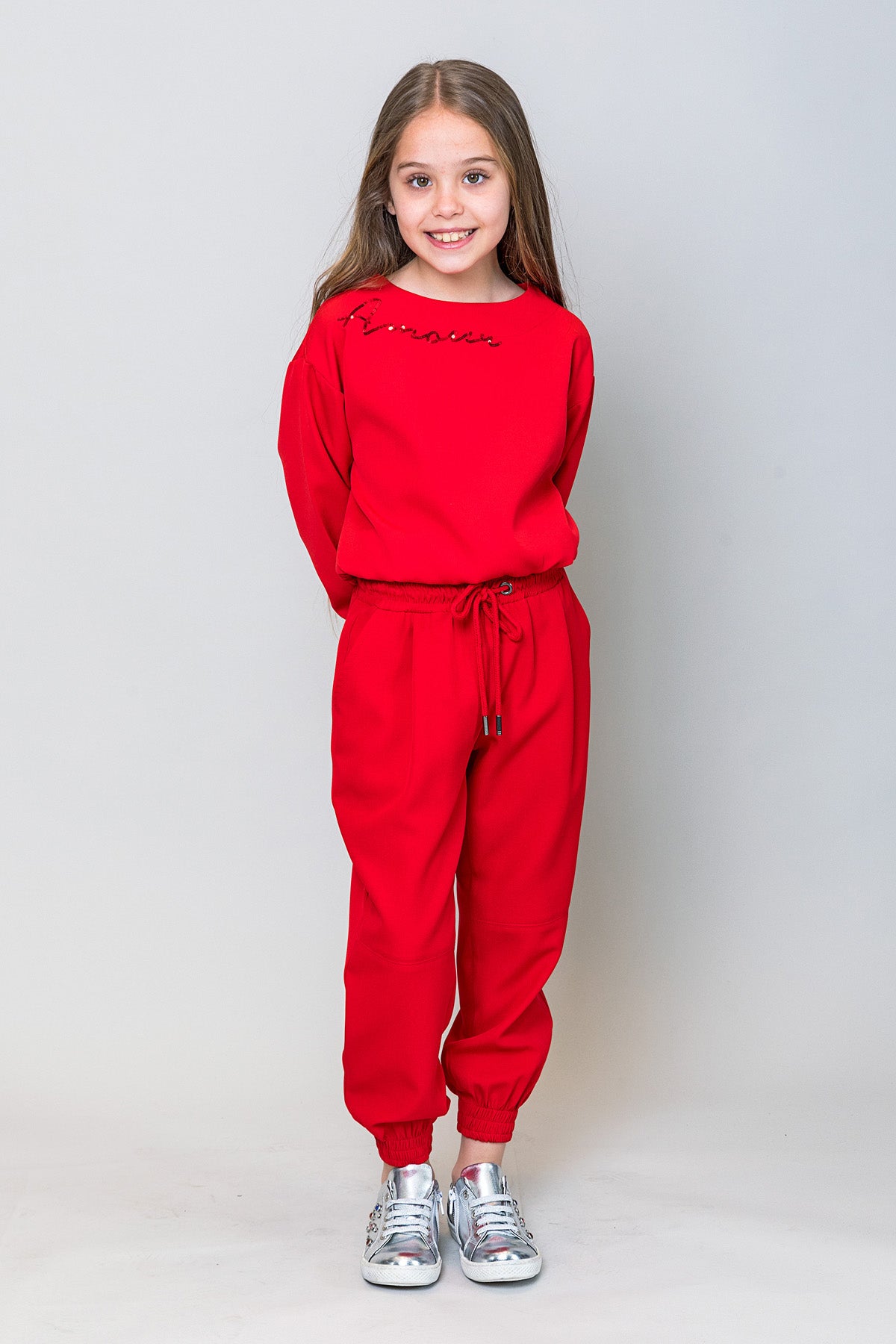 InCity Kids Kız Çocuk Uzun Kollu Amore Pul Detaylı Bluz