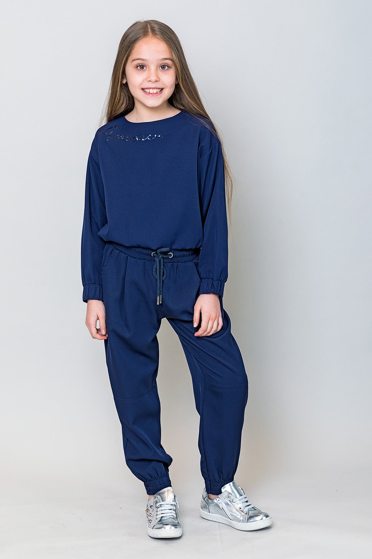 InCity Kids Kız Çocuk Uzun Kollu Amore Pul Detaylı Bluz