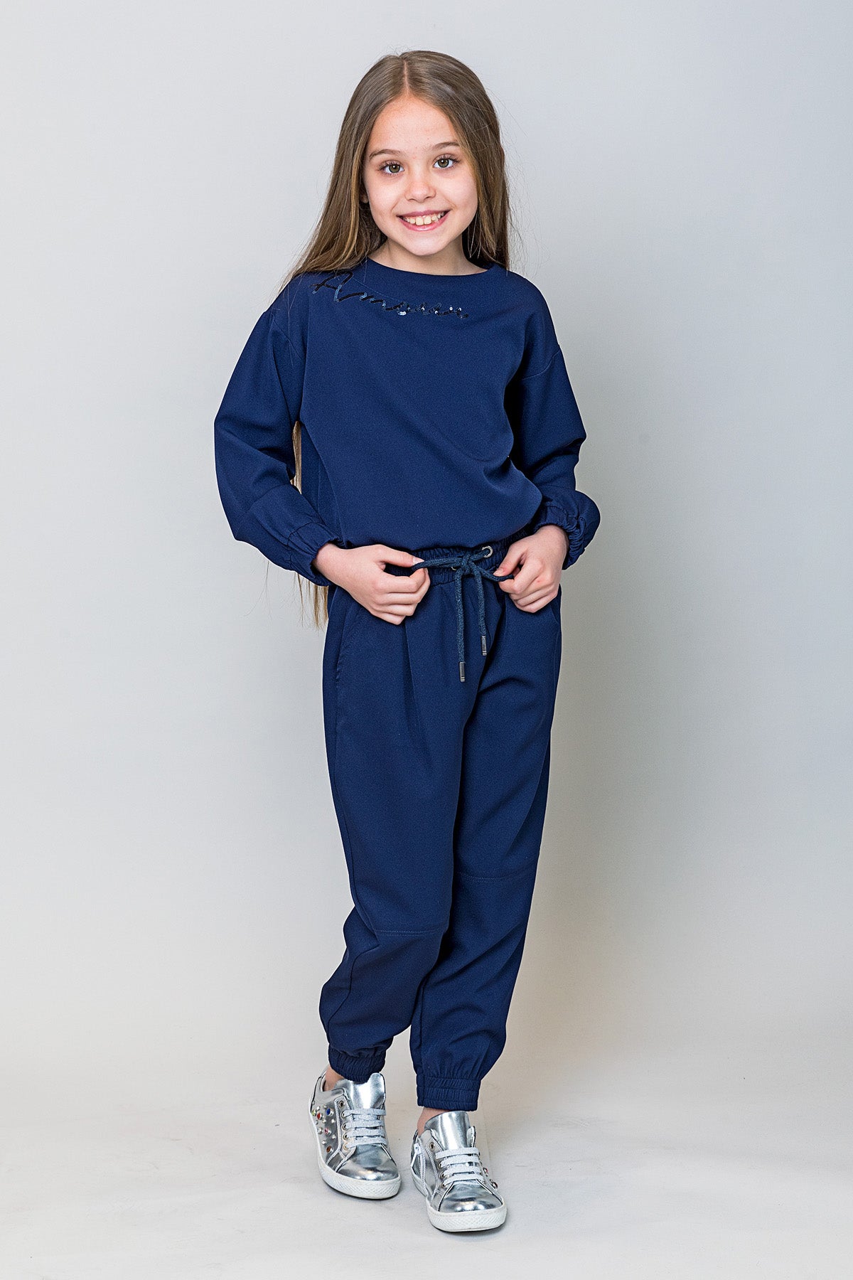 InCity Kids Kız Çocuk Uzun Kollu Amore Pul Detaylı Bluz