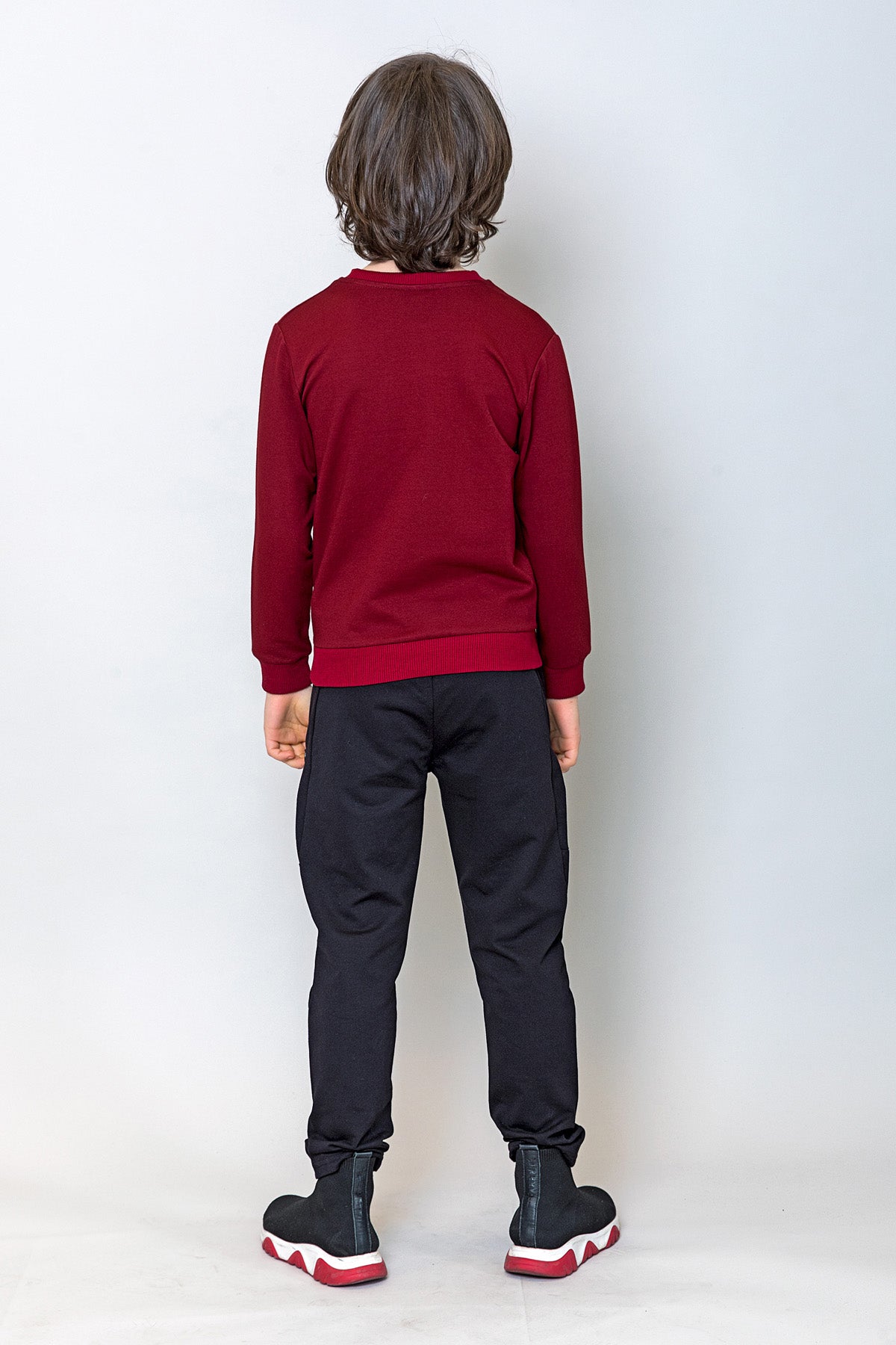 InCity Kids Erkek Çocuk Peluş Kuzey Amerika Haritası Detaylı Sweatshirt