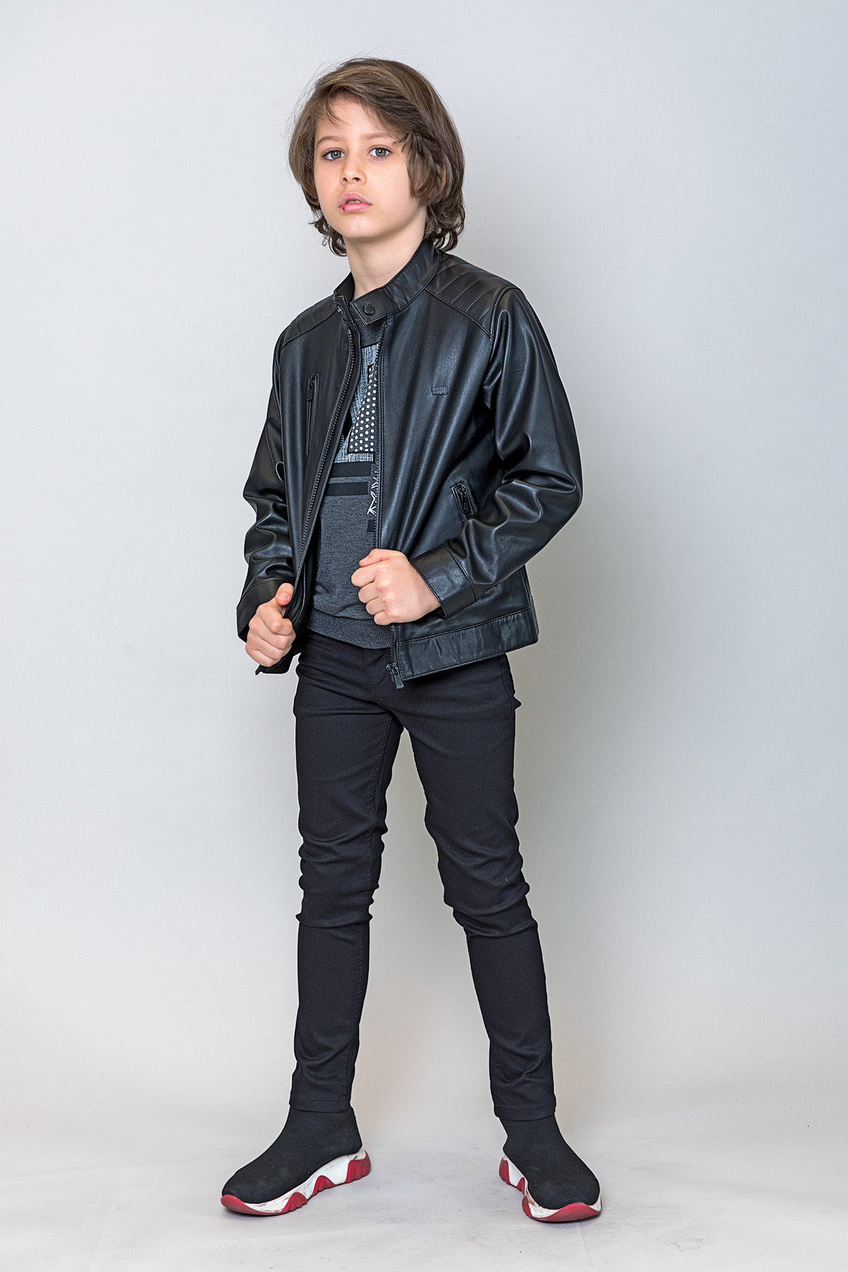 InCity Kids Erkek Çocuk Hakim Yaka Suni Deri Mont