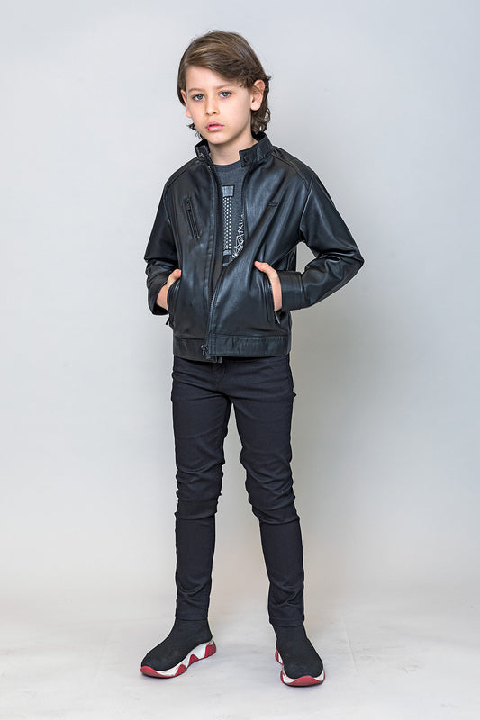 InCity Kids Erkek Çocuk Hakim Yaka Suni Deri Mont