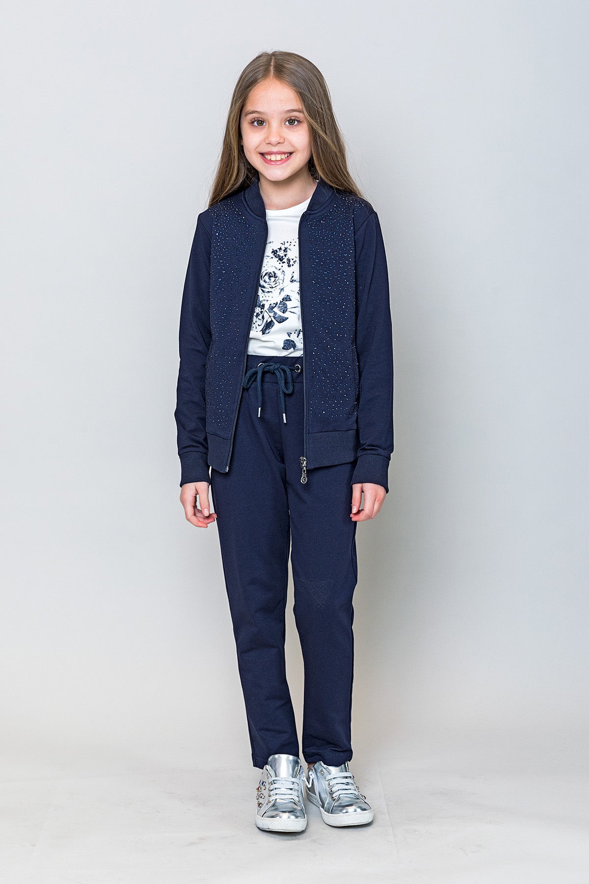 InCity Kids Kız Çocuk Taş Detaylı Şık Eşofman Takımı (2 Parça)