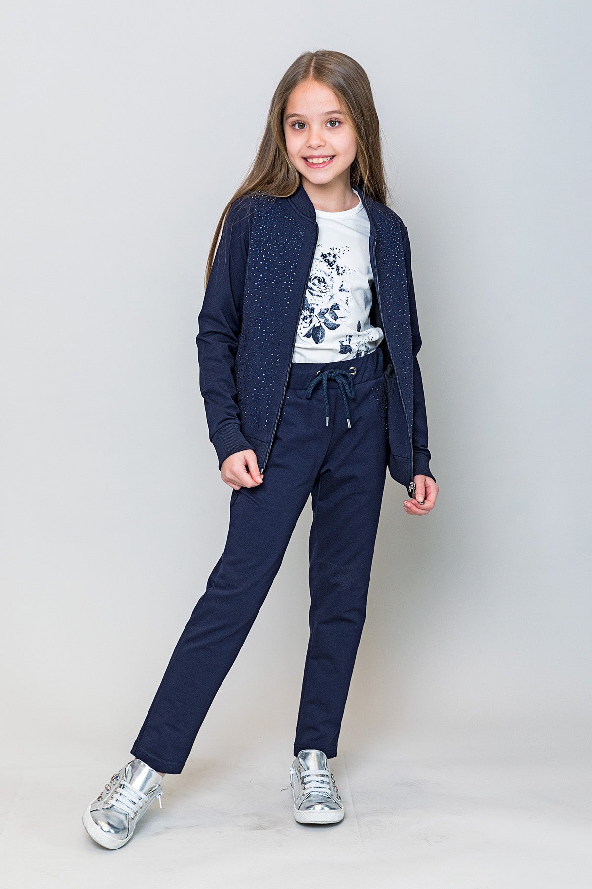 InCity Kids Kız Çocuk Taş Detaylı Şık Eşofman Takımı (2 Parça)