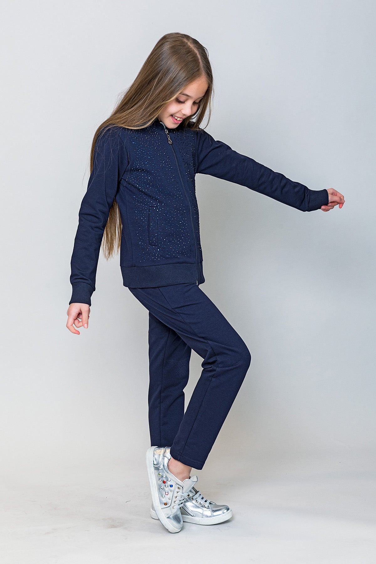 InCity Kids Kız Çocuk Taş Detaylı Şık Eşofman Takımı (2 Parça)