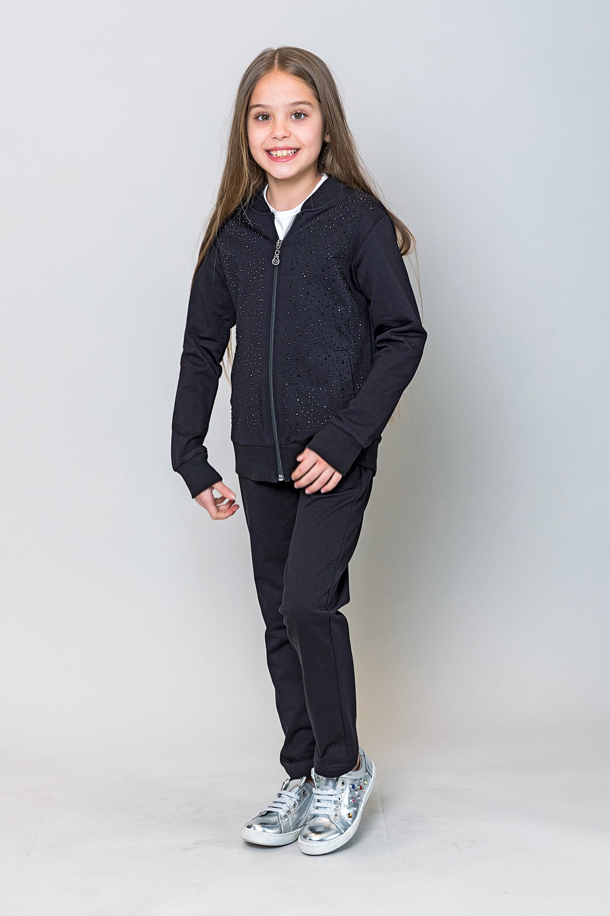 InCity Kids Kız Çocuk Taş Detaylı Şık Eşofman Takımı (2 Parça)