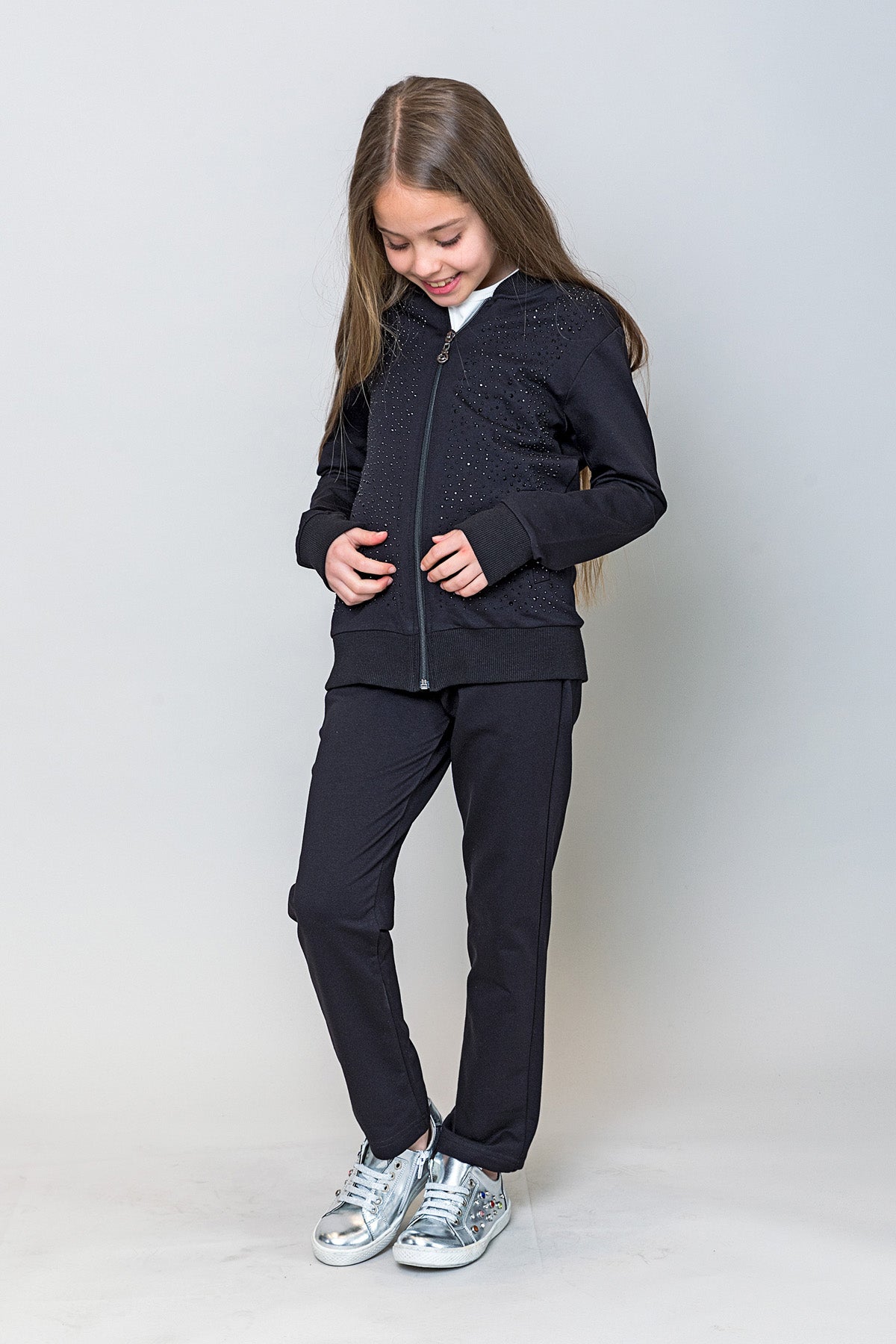 InCity Kids Kız Çocuk Taş Detaylı Şık Eşofman Takımı (2 Parça)