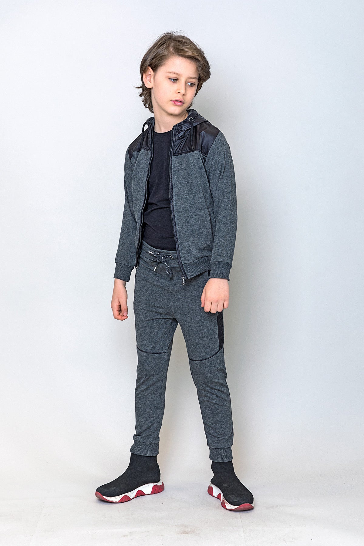 InCity Kids Erkek Çocuk Fermuarlı Kapüşonlu Sweatshirt