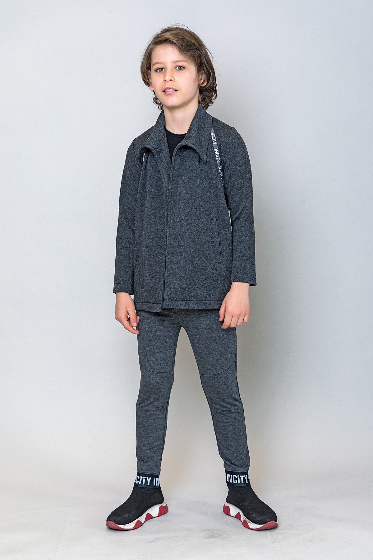 InCity Kids Erkek Çocuk InCity Şerit Detaylı Önü Açık Ceket