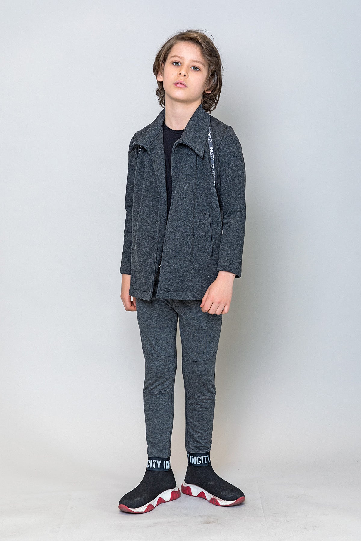 InCity Kids Erkek Çocuk InCity Şerit Detaylı Önü Açık Ceket