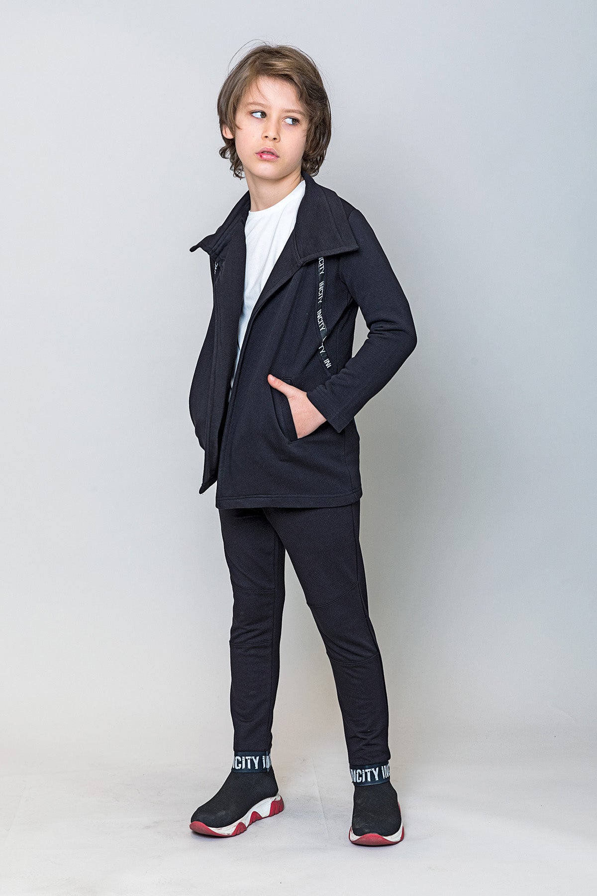 InCity Kids Erkek Çocuk InCity Şerit Detaylı Önü Açık Ceket