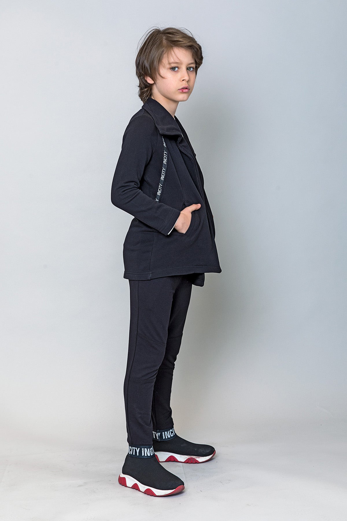 InCity Kids Erkek Çocuk InCity Şerit Detaylı Önü Açık Ceket