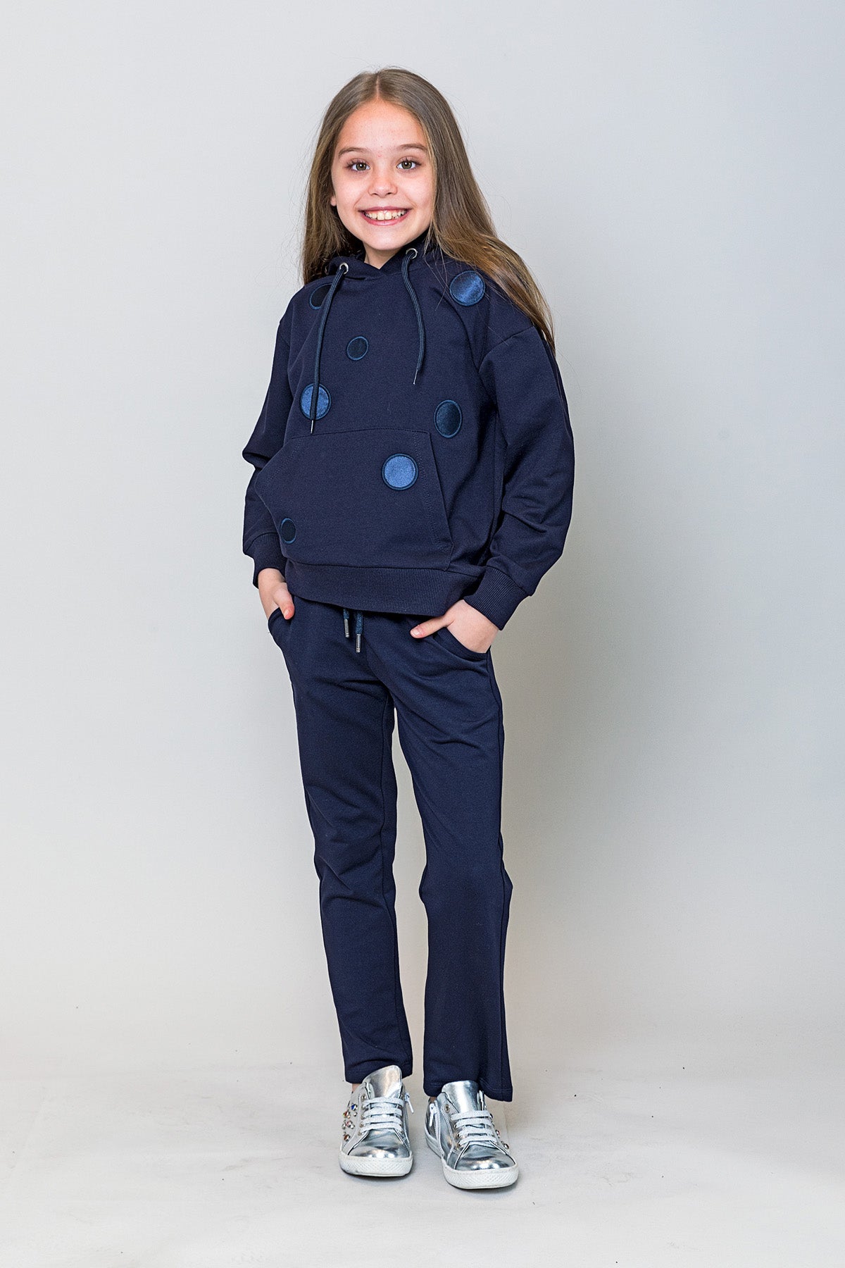 InCity Kids Kız Çocuk Kapüşonlu Puantiyeli Sweatshirt