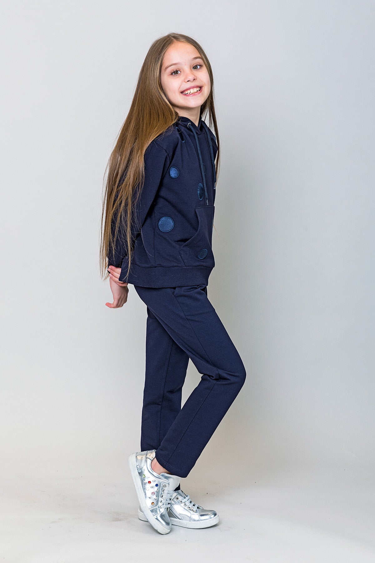 InCity Kids Kız Çocuk Kapüşonlu Puantiyeli Sweatshirt