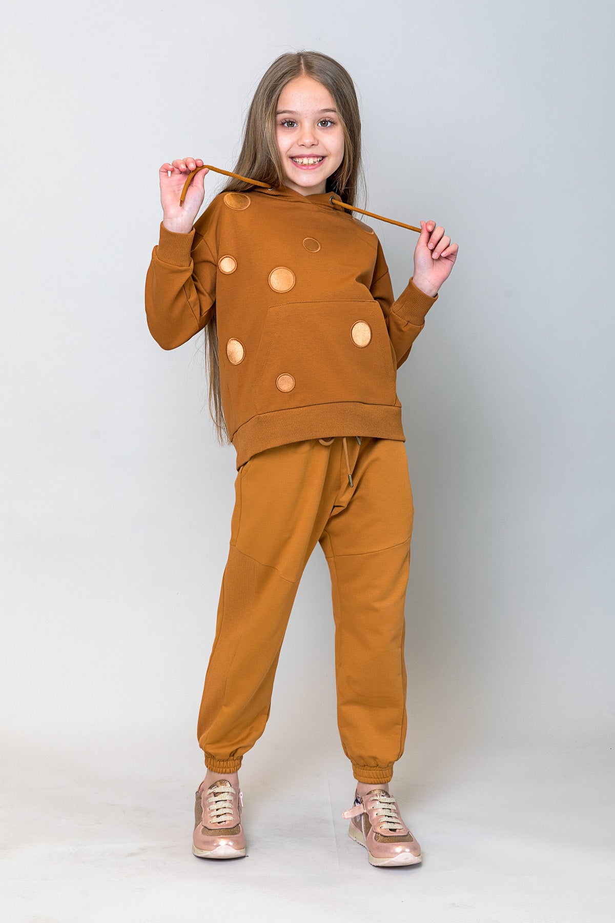 InCity Kids Kız Çocuk Kapüşonlu Puantiyeli Sweatshirt