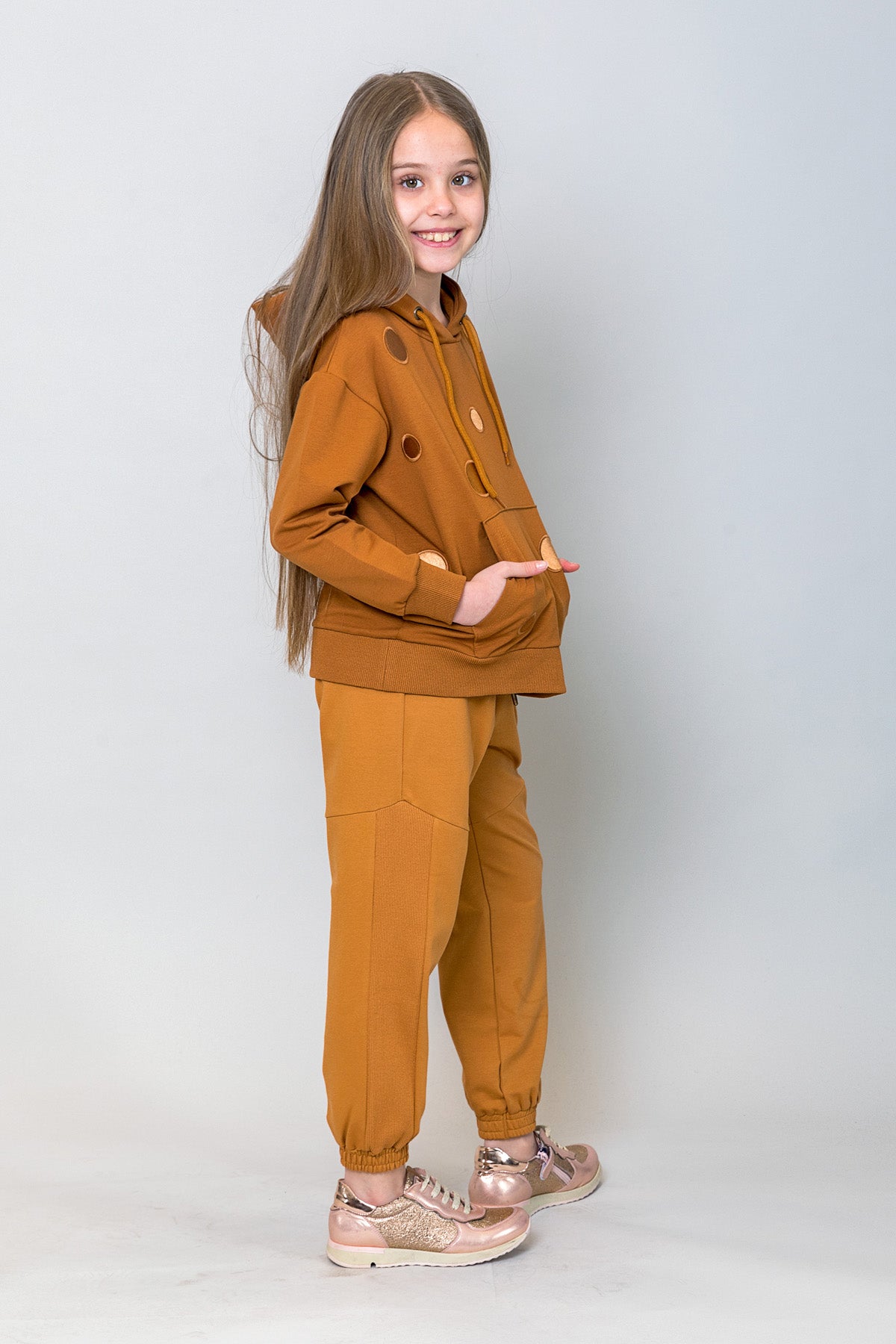 InCity Kids Kız Çocuk Kapüşonlu Puantiyeli Sweatshirt