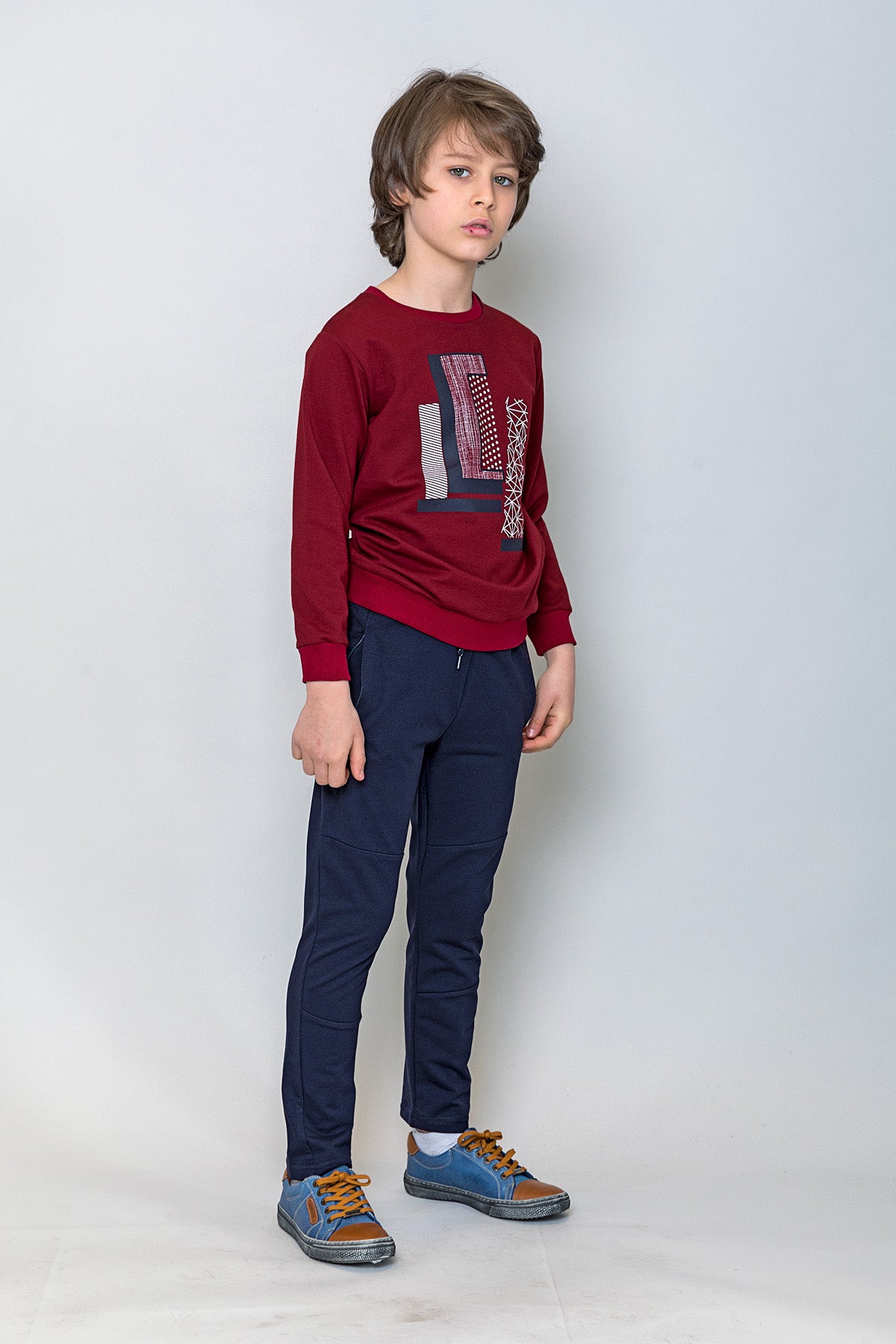 InCity Kids Erkek Çocuk Geometrik Desen Baskılı Sweatshirt