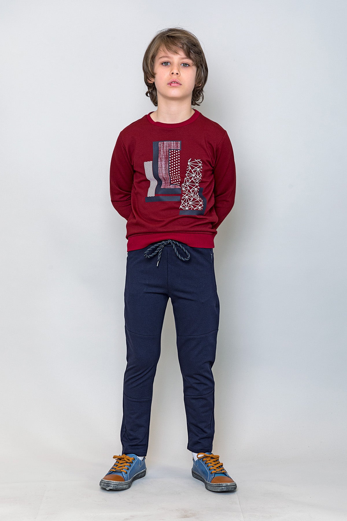 InCity Kids Erkek Çocuk Geometrik Desen Baskılı Sweatshirt