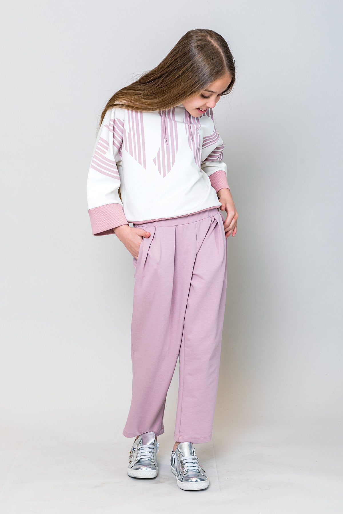 InCity Kids Kız Çocuk Kapüşonlu Yarasa Kol Enjoy Sweatshirt