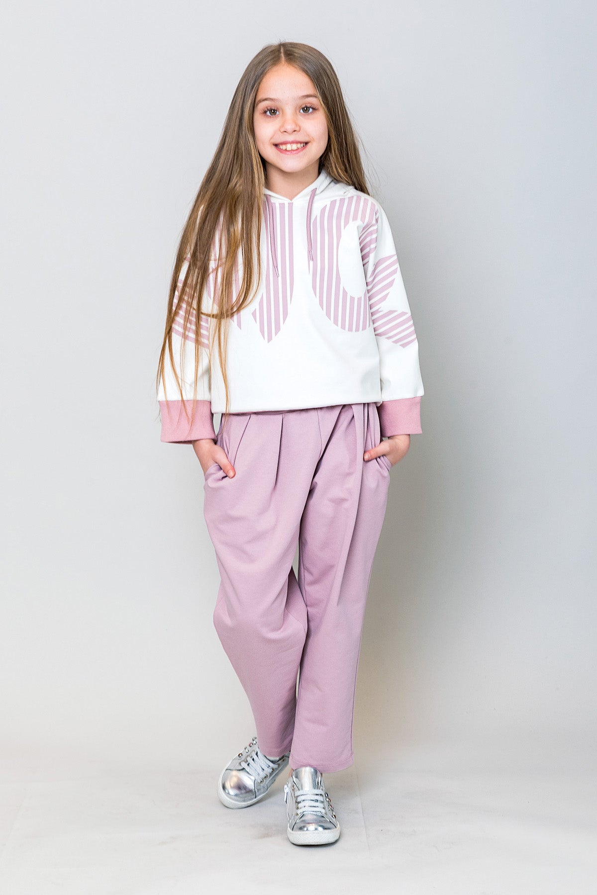 InCity Kids Kız Çocuk Kapüşonlu Yarasa Kol Enjoy Sweatshirt