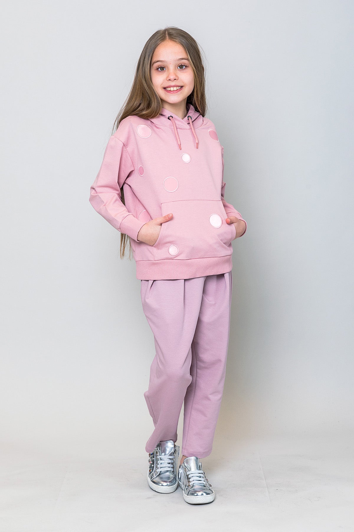 InCity Kids Kız Çocuk Kapüşonlu Puantiyeli Sweatshirt