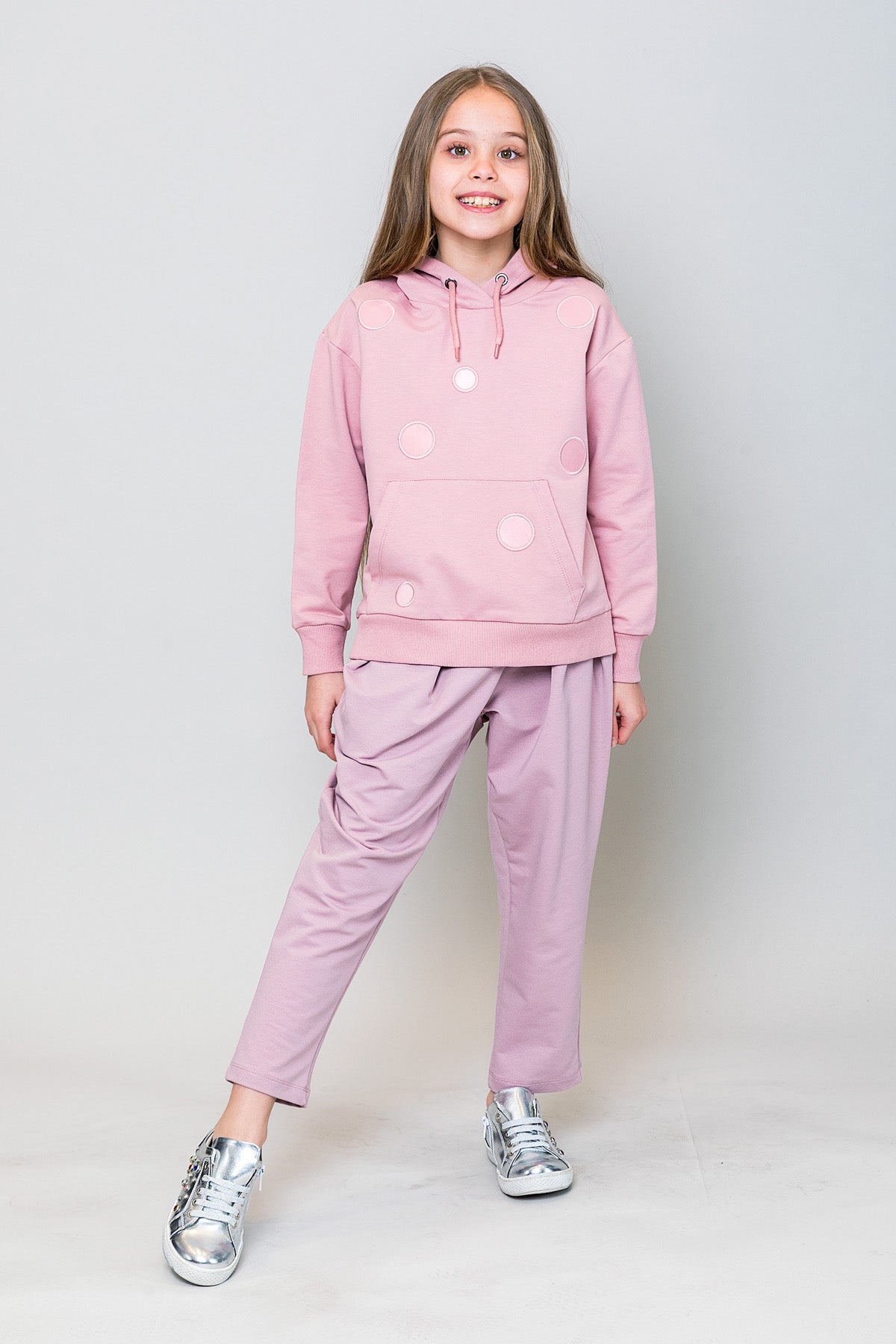InCity Kids Kız Çocuk Kapüşonlu Puantiyeli Sweatshirt