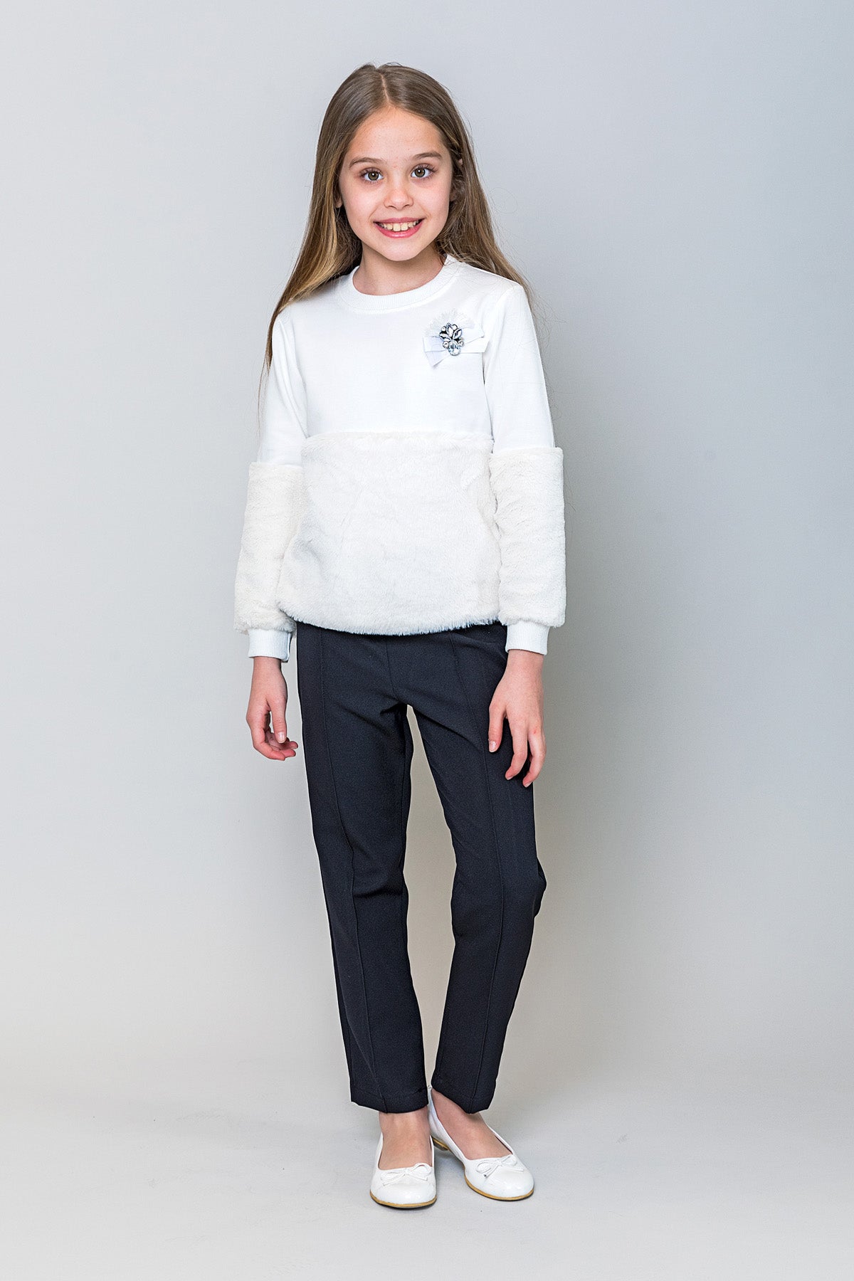 InCity Kids Kız Çocuk Yarım Peluş Sweatshirt