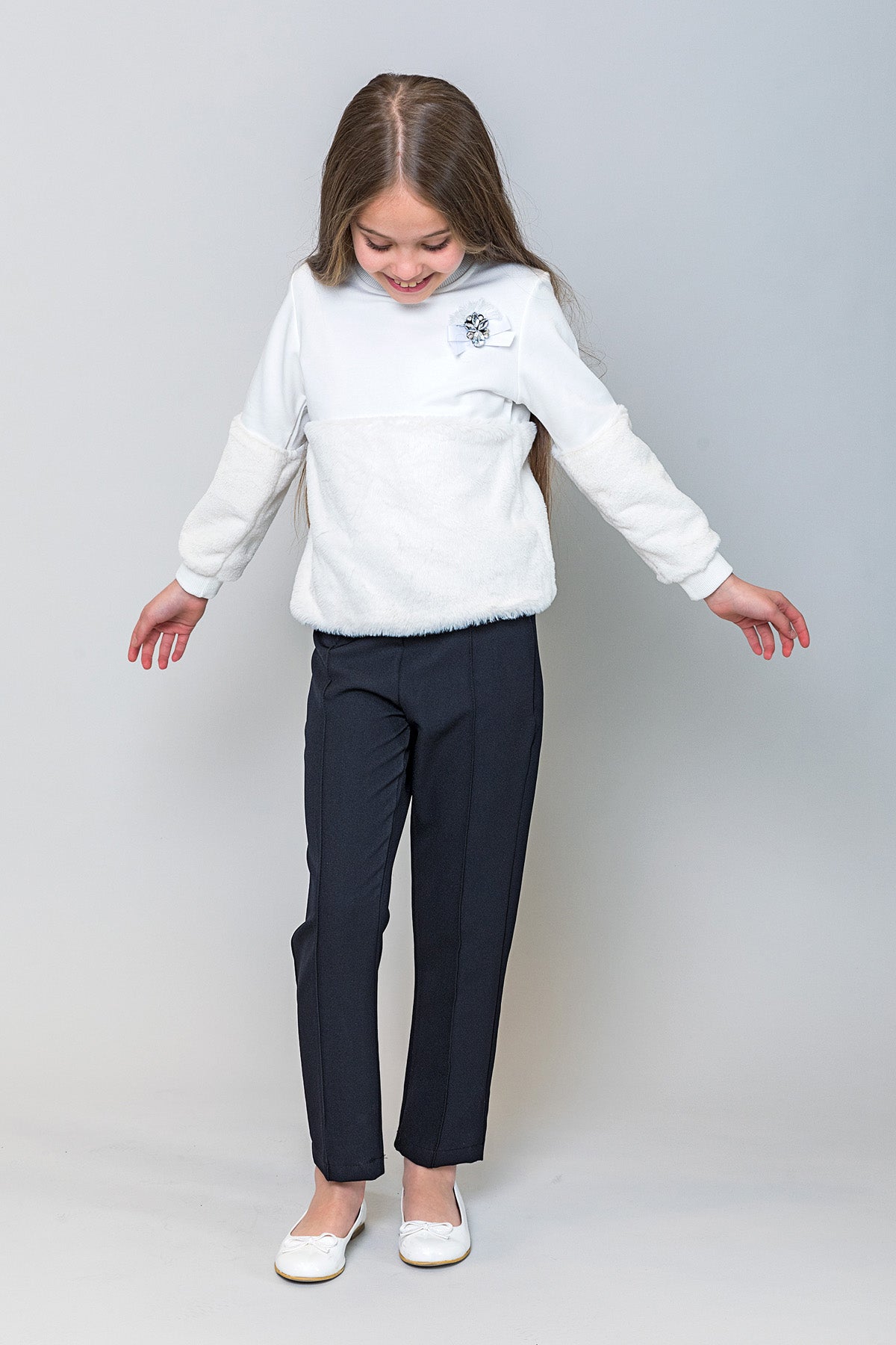 InCity Kids Kız Çocuk Yarım Peluş Sweatshirt