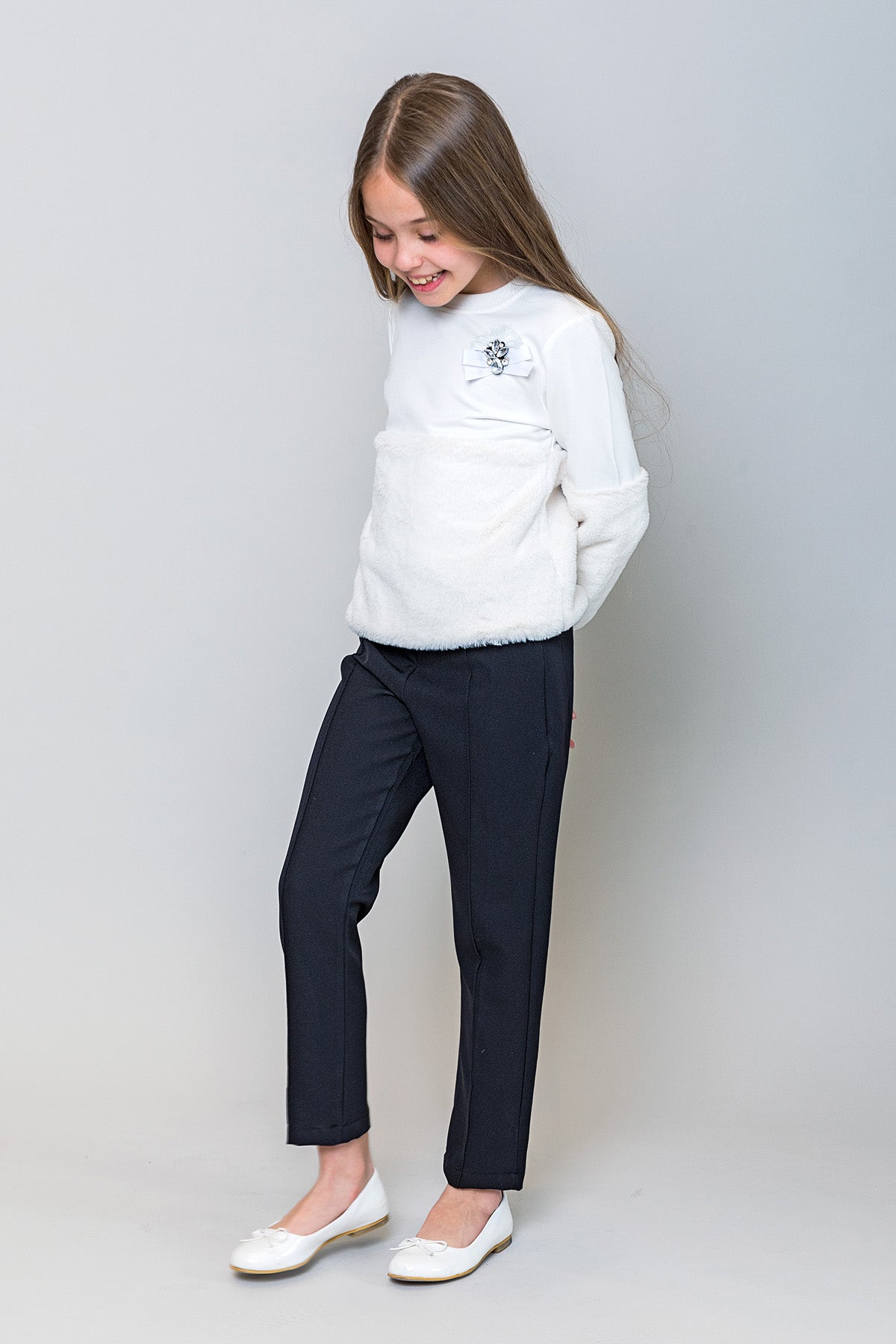 InCity Kids Kız Çocuk Yarım Peluş Sweatshirt