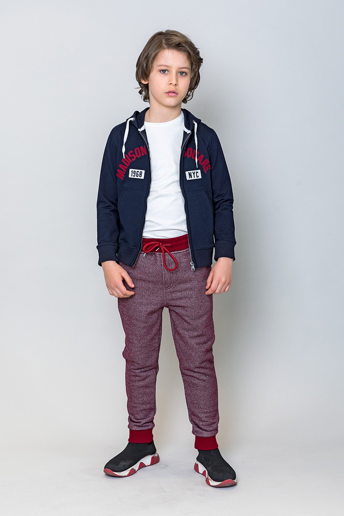 InCity Kids Erkek Çocuk NYC Nakışlı Fermuarlı Kapüşonlu Sweatshirt