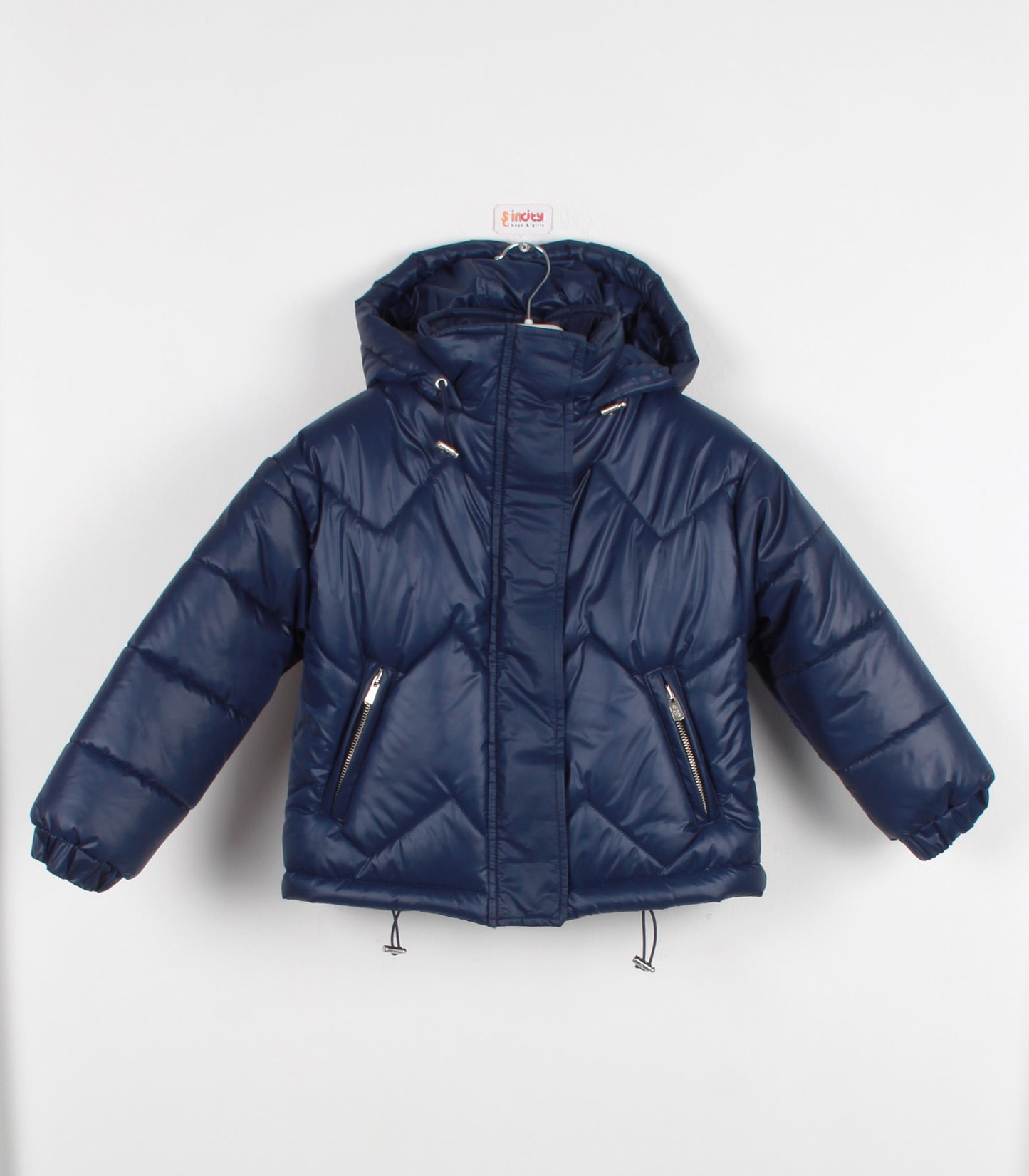 InCity Kids Kız Çocuk Kapüşonlu Kapitone Desenli Şişme Mont