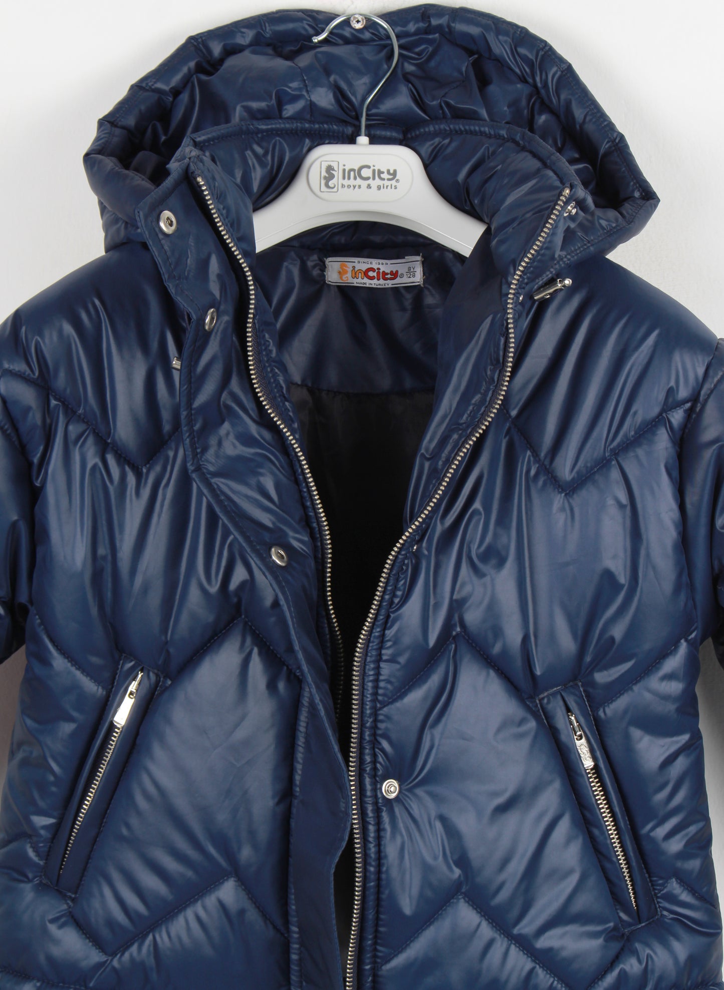 InCity Kids Kız Çocuk Kapüşonlu Kapitone Desenli Şişme Mont