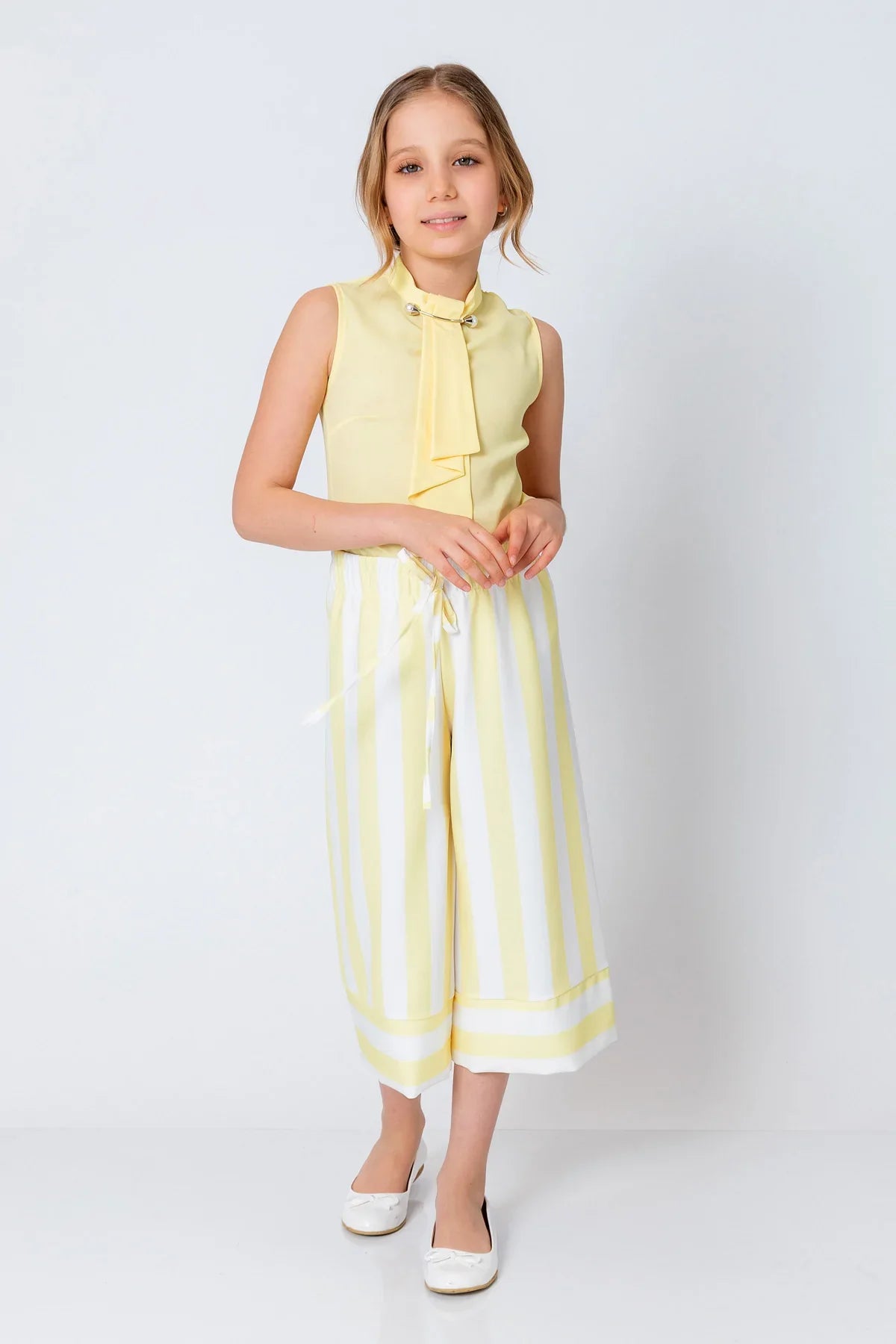 InCity Kids Girls Kolsuz Kravat Detaylı Bluz