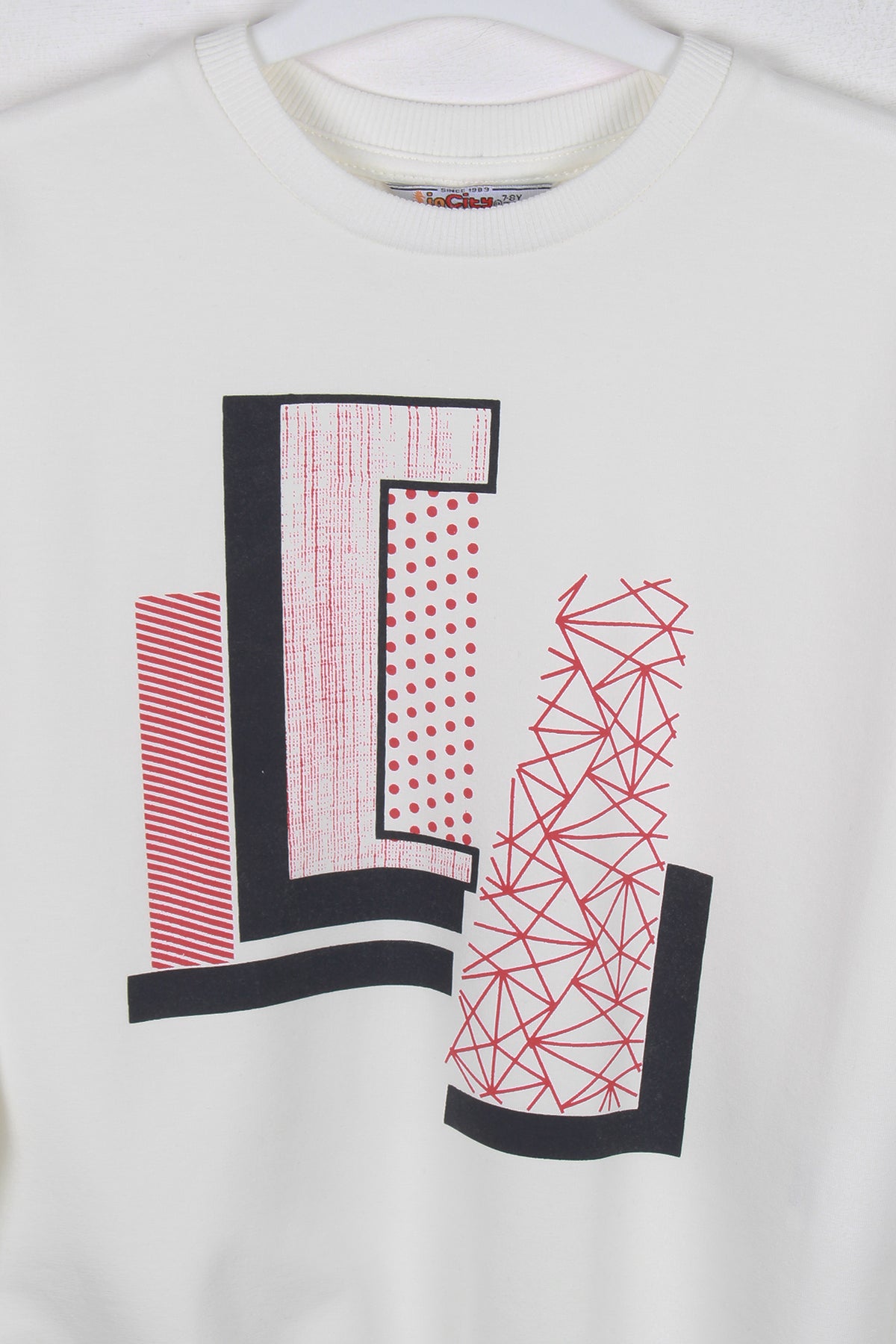 InCity Kids Erkek Çocuk Geometrik Desen Baskılı Ekru Sweatshirt