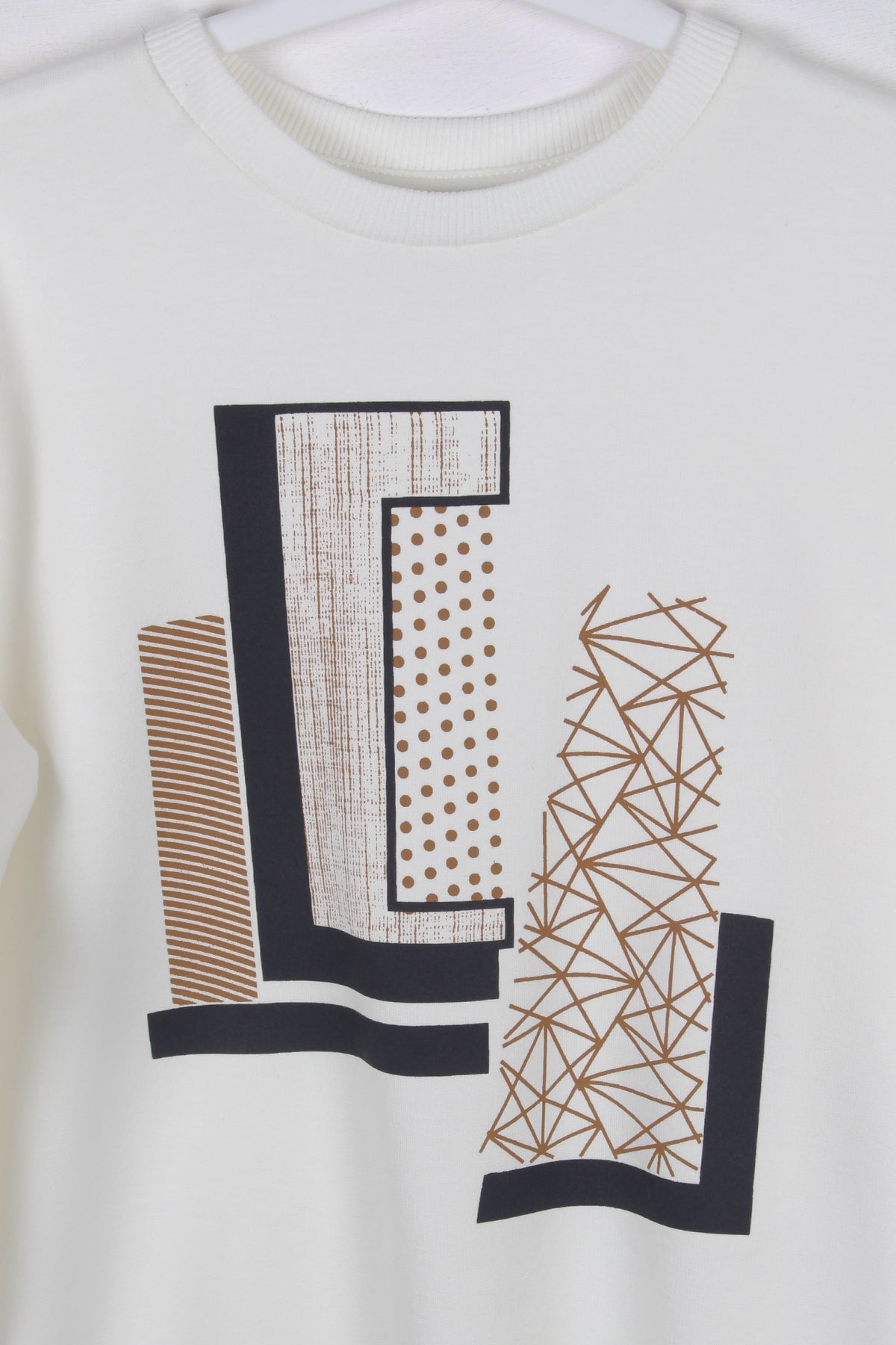 InCity Kids Erkek Çocuk Geometrik Desen Baskılı Ekru Sweatshirt