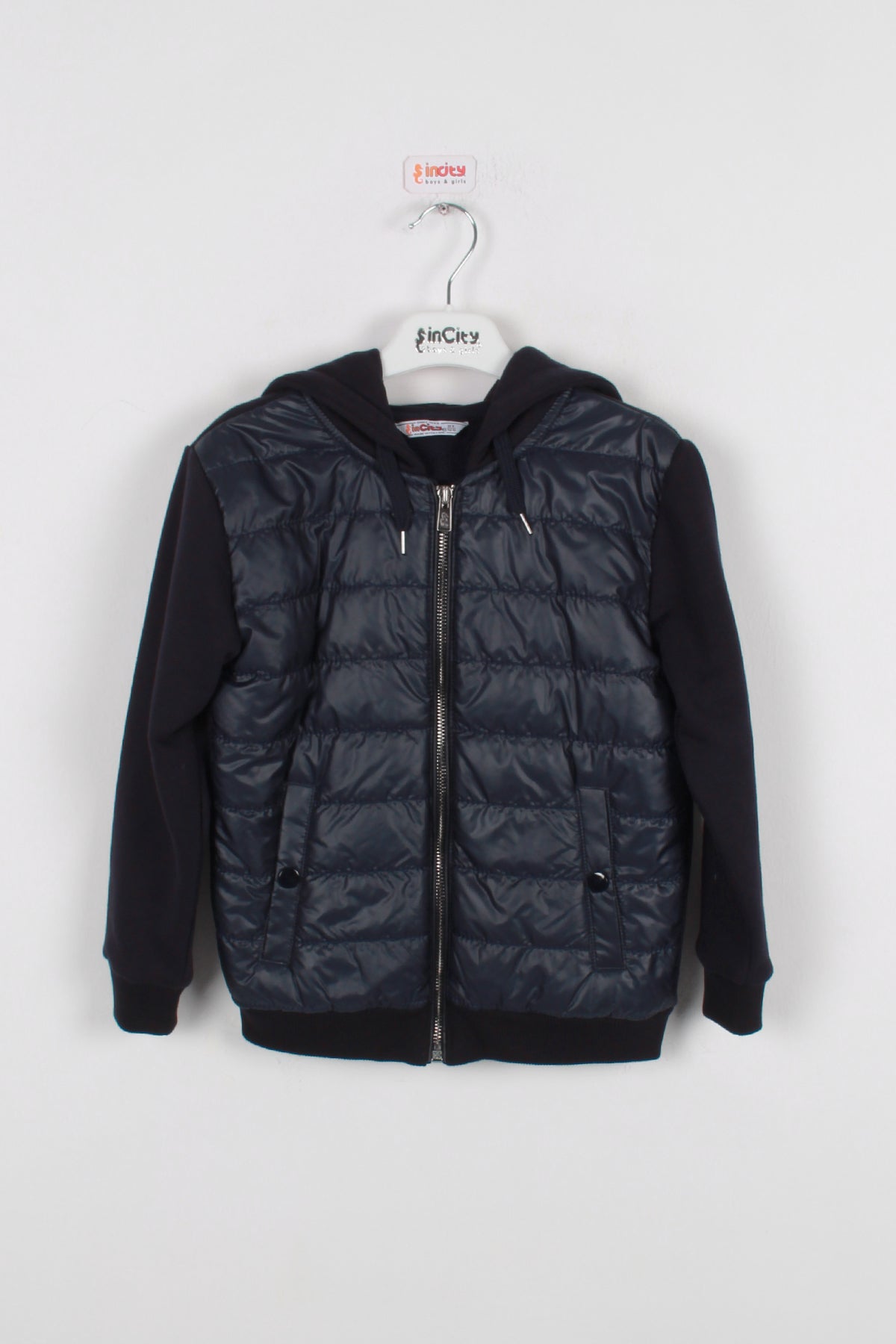 InCity Kids Erkek Çocuk Düğme Cepli Kapüşonlu Fermuarlı Ceket