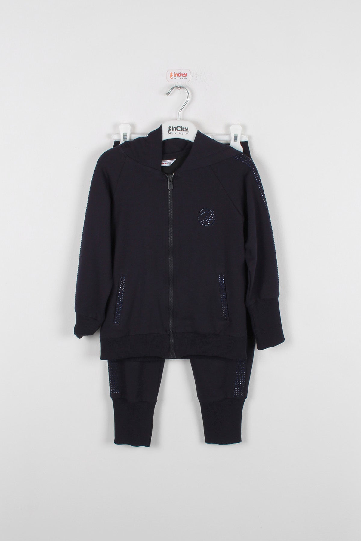 InCity Kids Kız Çocuk Kolları Taş Detaylı Eşofman Takımı (2 Parça)