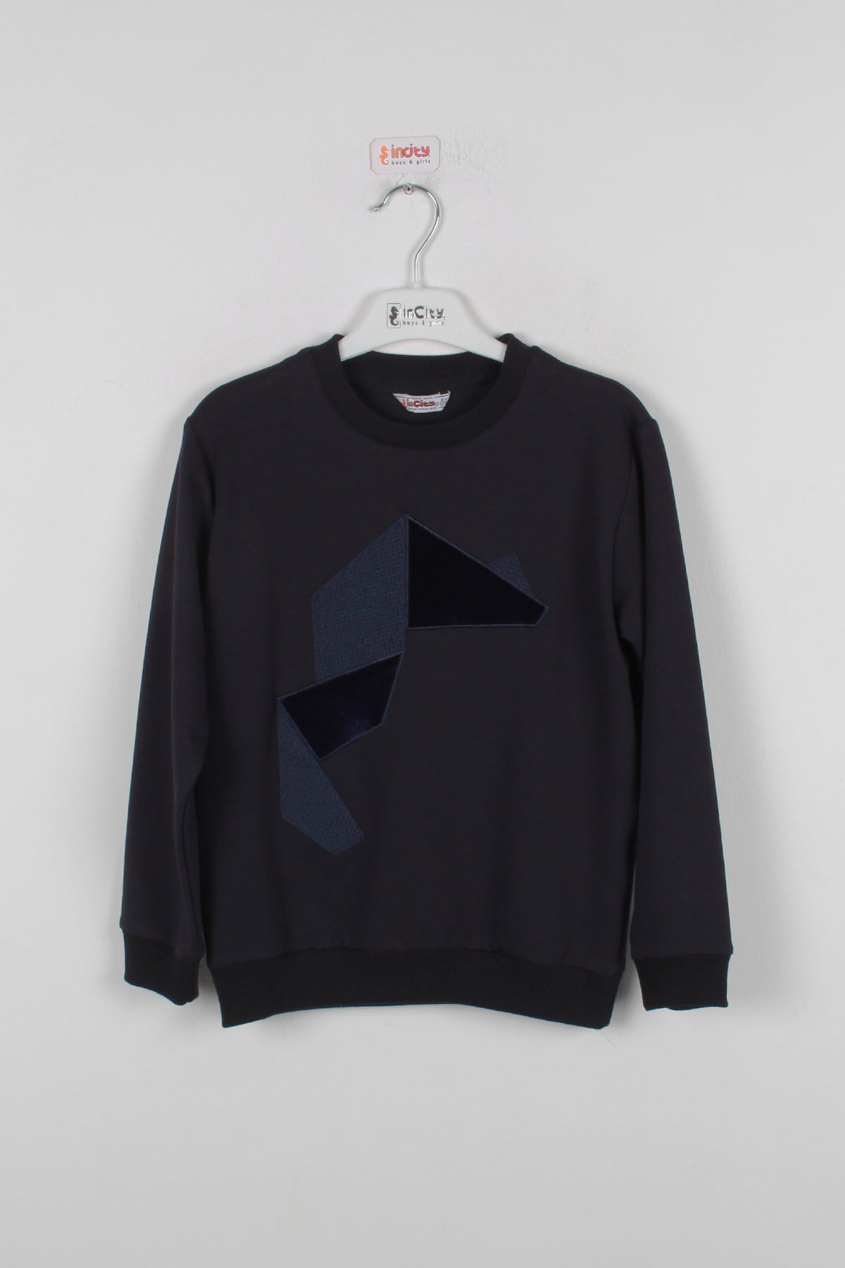 InCity Kids Erkek Çocuk Nakışlı ve Peluşlu Geometrik Desenli Sweatshirt