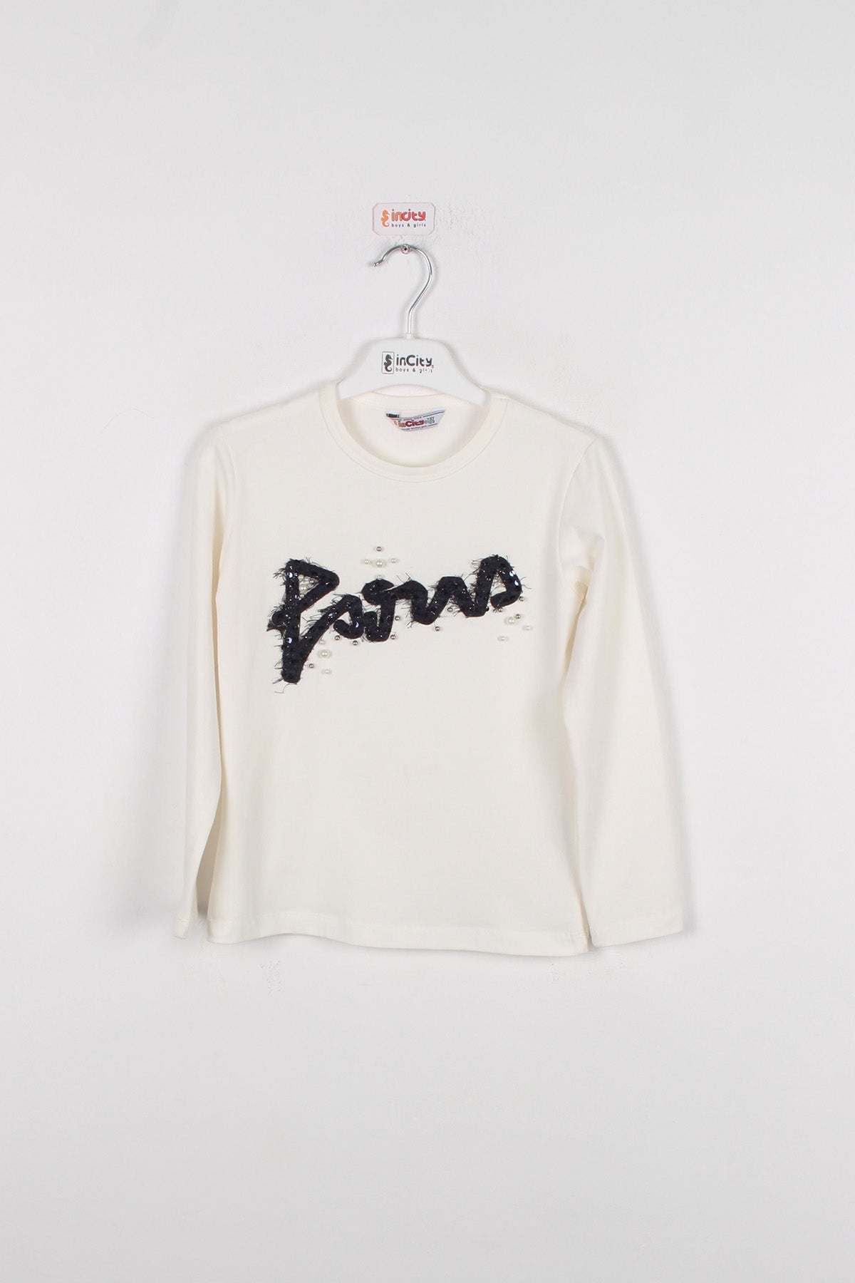 InCity Kids Kız Çocuk Payet Detaylı Paris Uzun Kollu Tişört