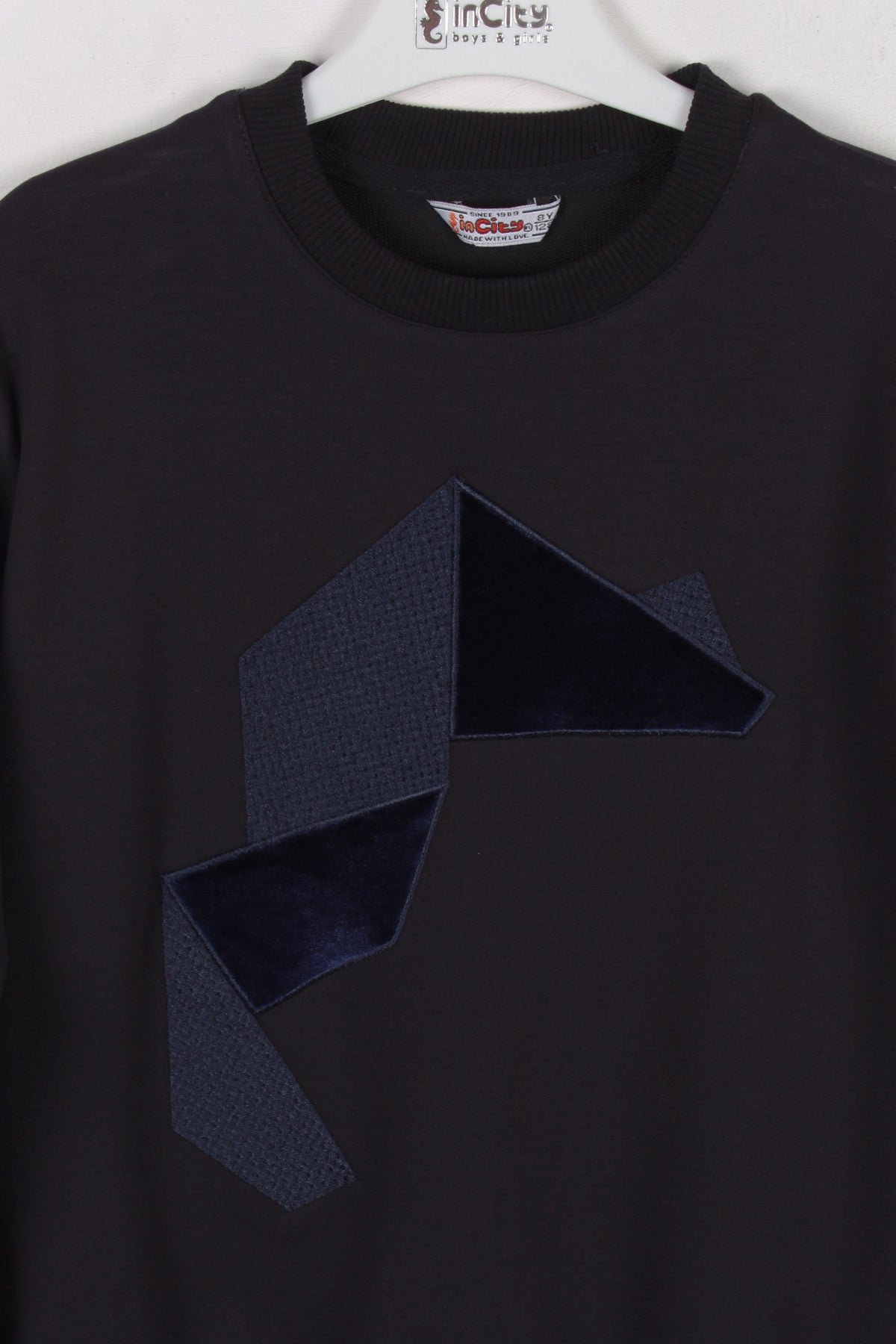 InCity Kids Erkek Çocuk Nakışlı ve Peluşlu Geometrik Desenli Sweatshirt