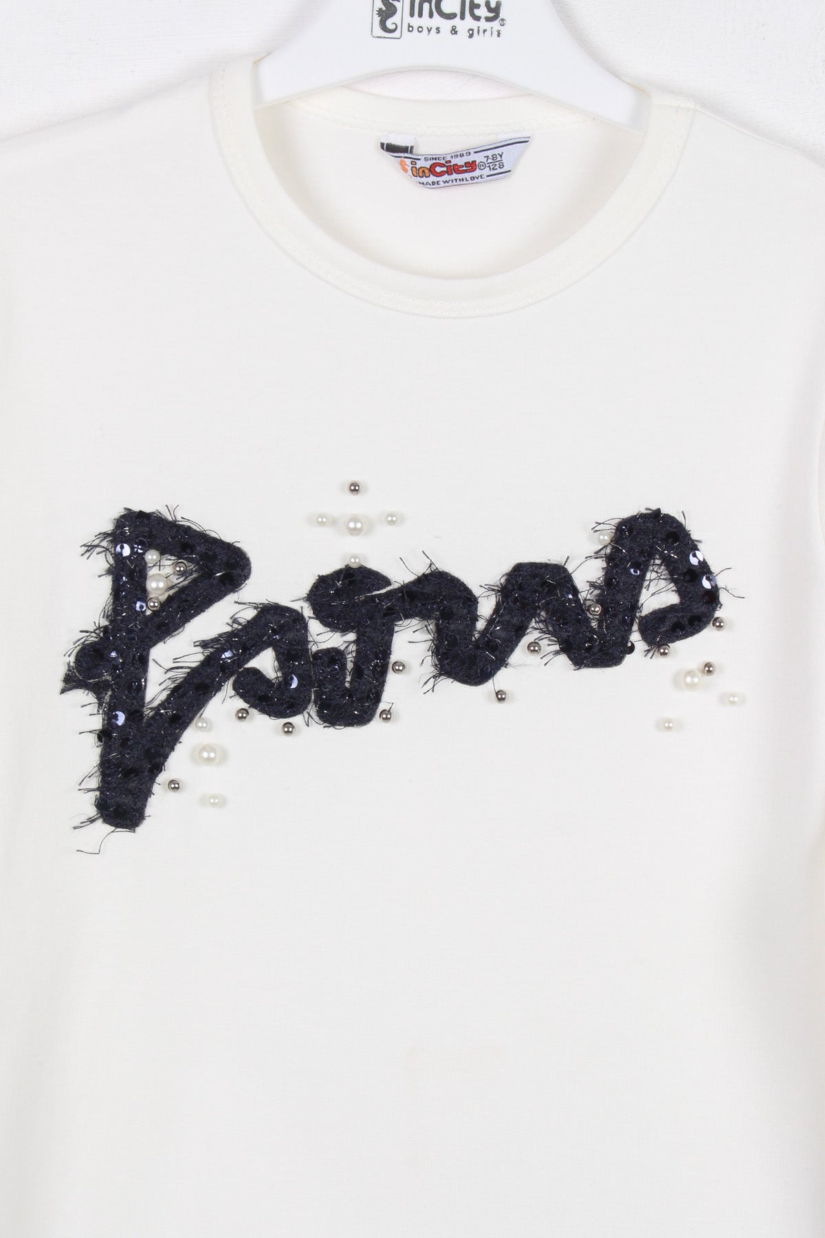 InCity Kids Kız Çocuk Payet Detaylı Paris Uzun Kollu Tişört