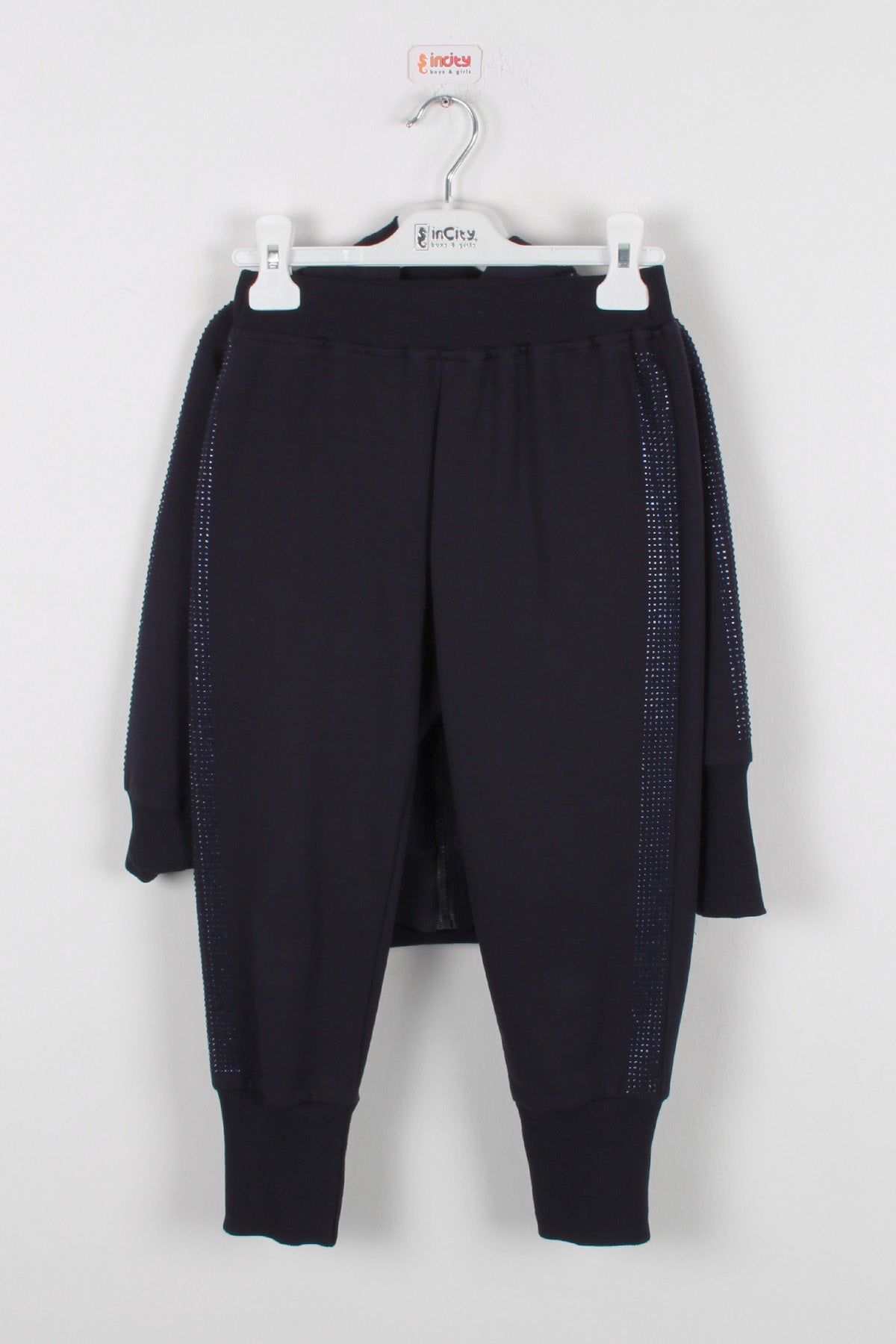 InCity Kids Kız Çocuk Kolları Taş Detaylı Eşofman Takımı (2 Parça)