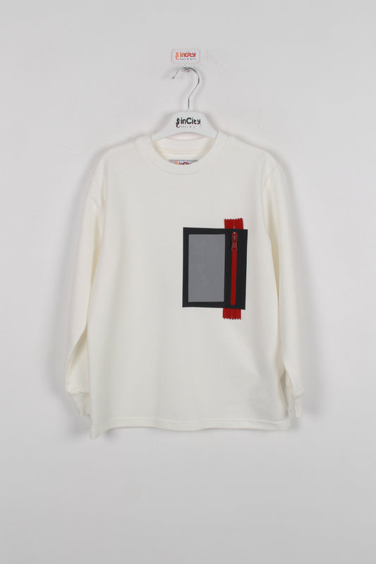 InCity Kids Erkek Çocuk Reflektör Geometri Detaylı Sweatshirt