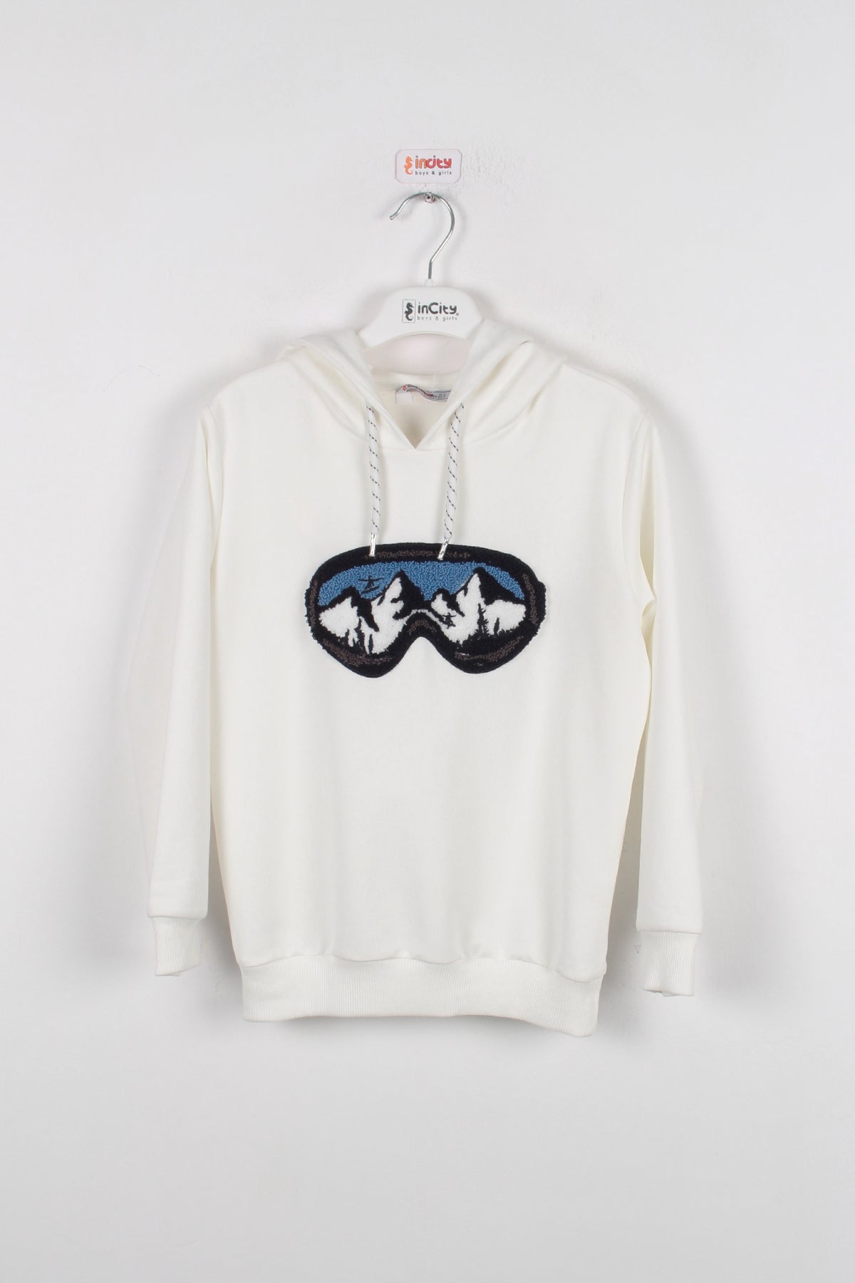 InCity Kids Erkek Çocuk Gözlük Nakışlı Kapüşonlu Sweatshirt