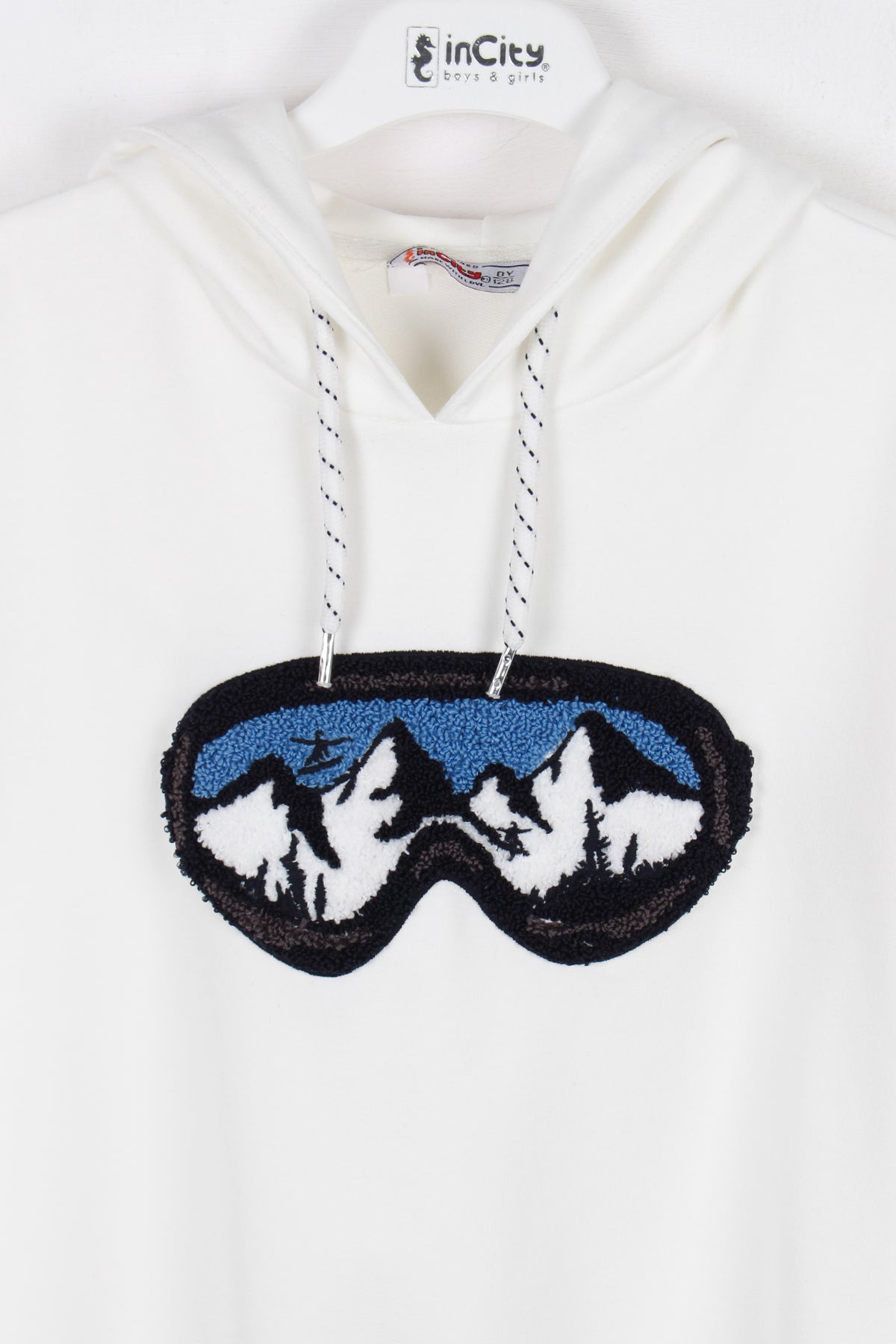 InCity Kids Erkek Çocuk Gözlük Nakışlı Kapüşonlu Sweatshirt