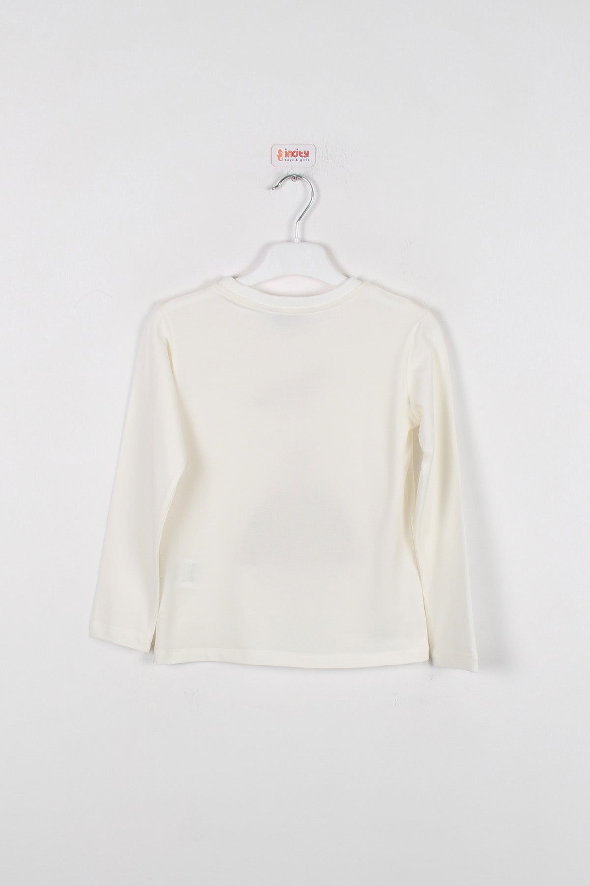 InCity Kids Kız Çocuk Bisiklet Yaka Baskılı Dantel Detaylı Uzun Kollu Tişört