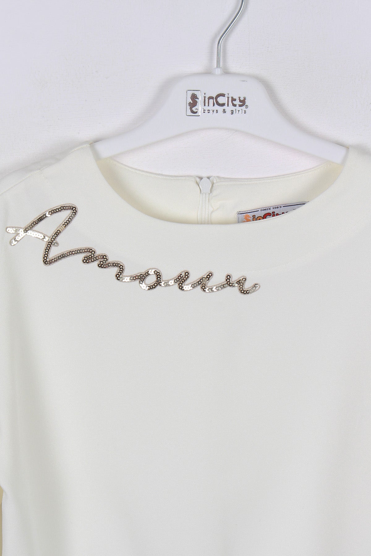 InCity Kids Kız Çocuk Uzun Kollu Amore Pul Detaylı Bluz