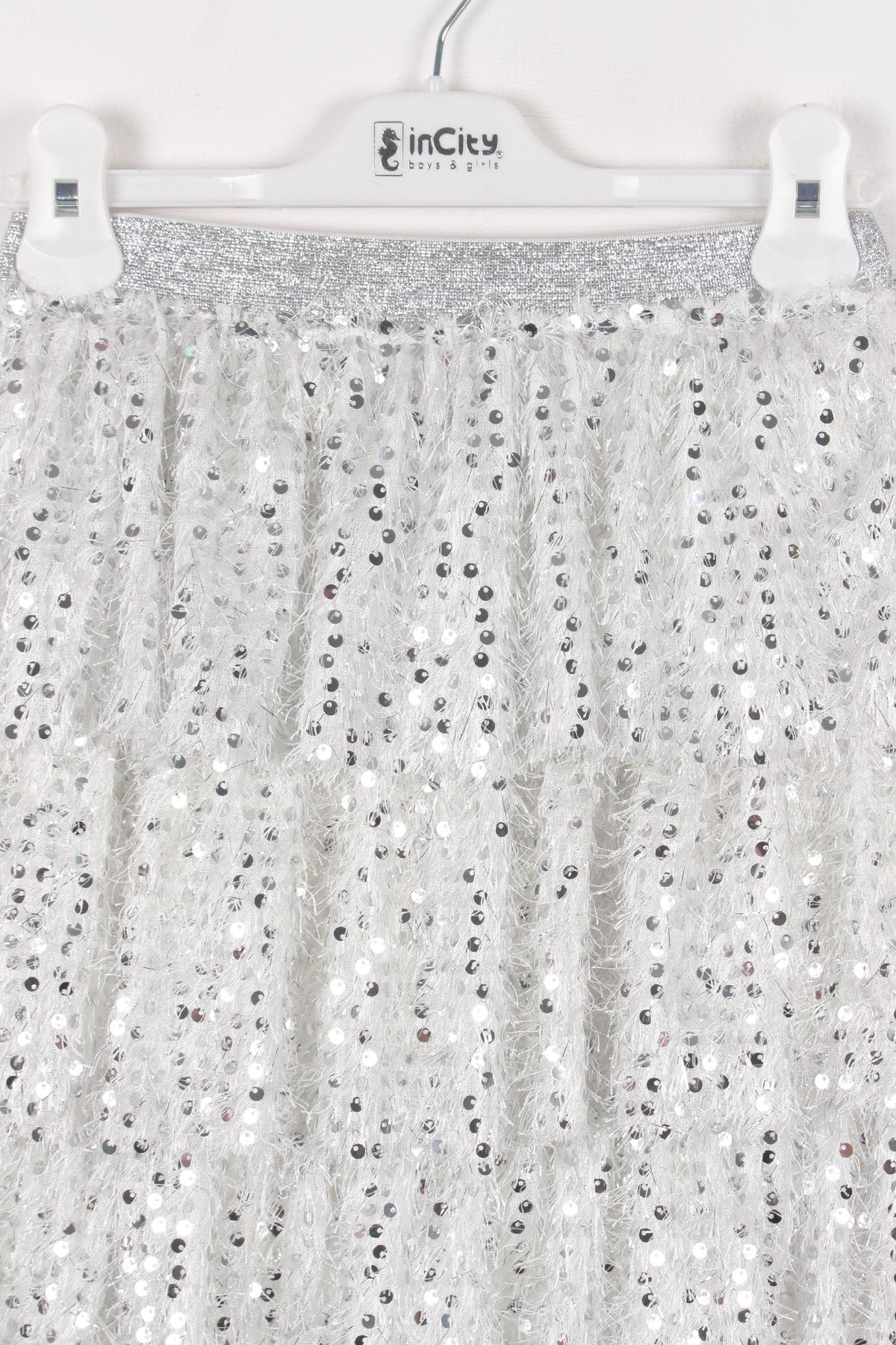 InCity Kids Kız Çocuk Beli Lastikli Fırfırlı Payetli Etek