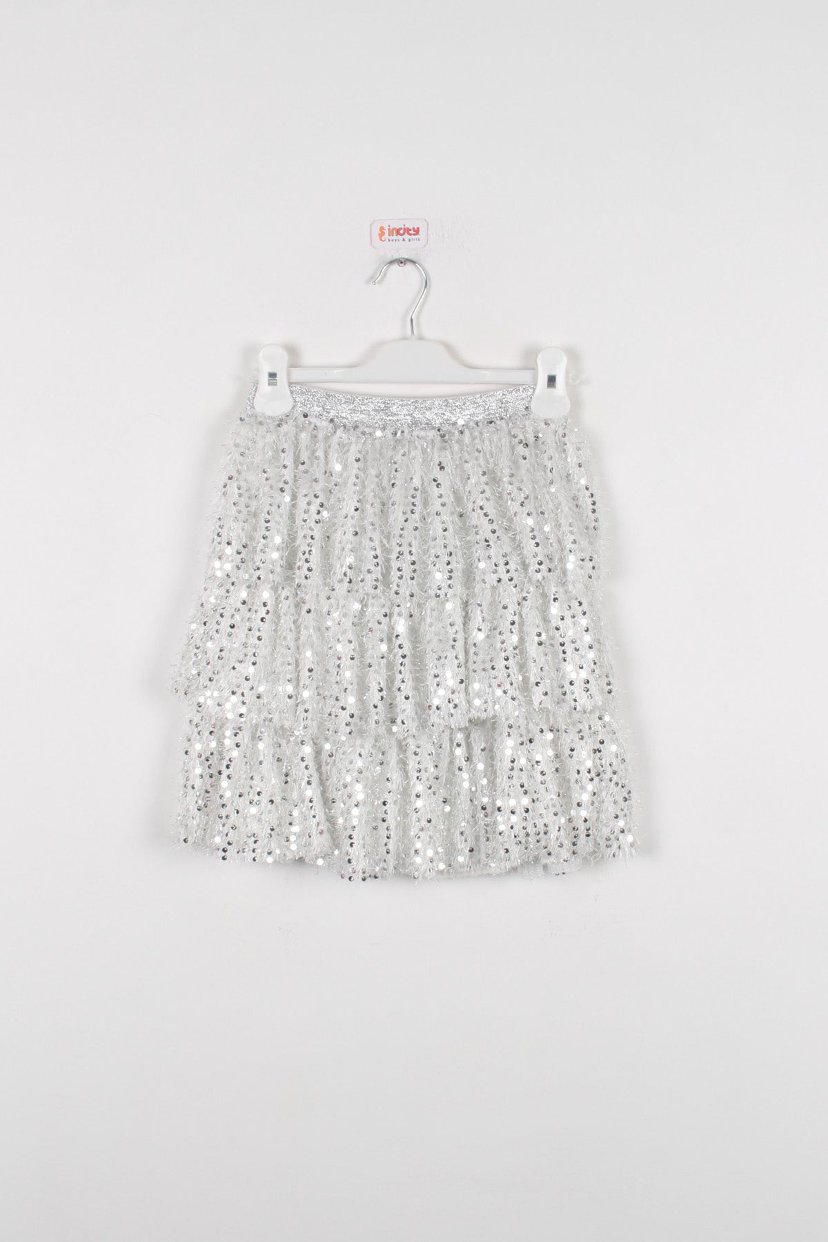 InCity Kids Kız Çocuk Beli Lastikli Fırfırlı Payetli Etek